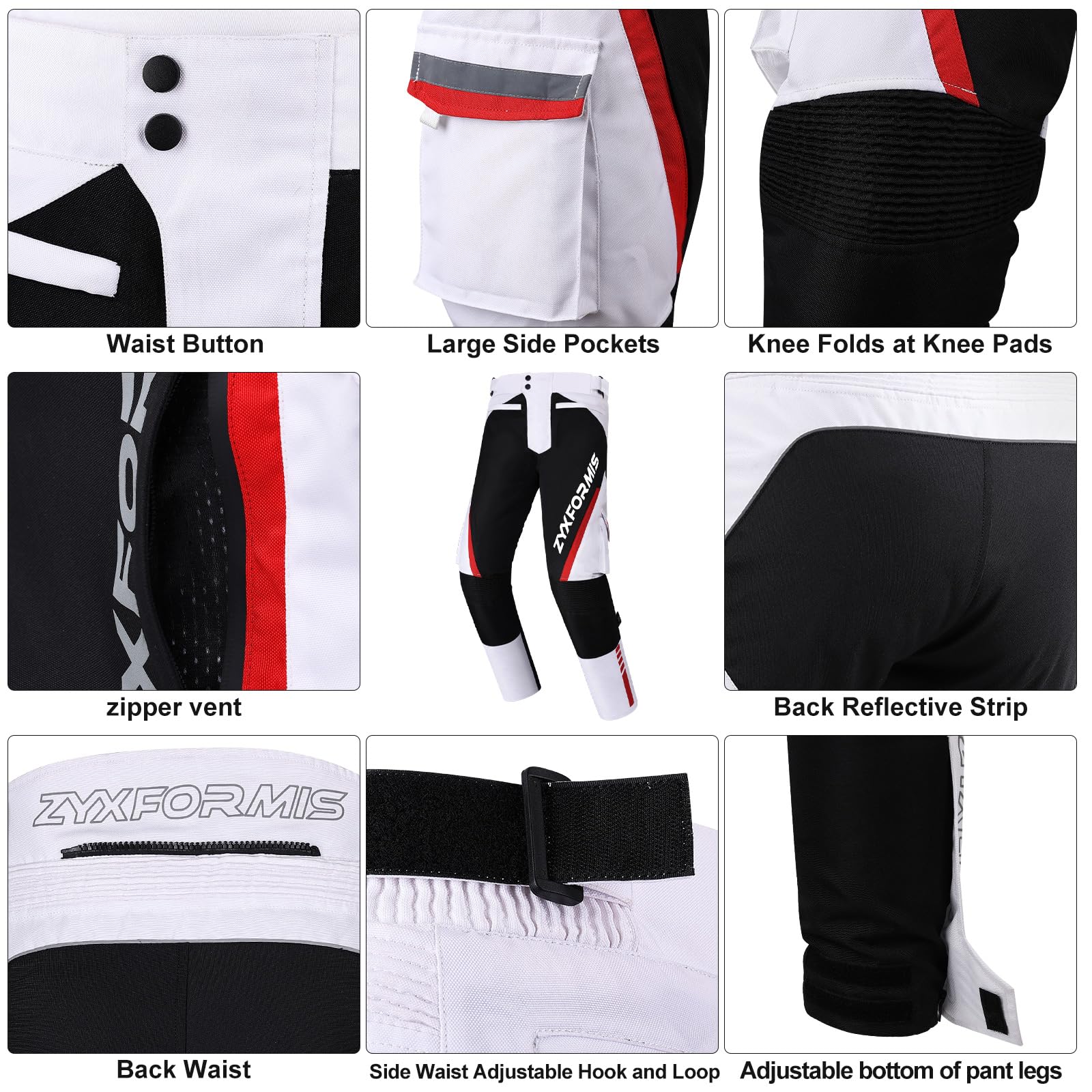 Pantalones Moto Hombre con Proteger Almohadillas, Impermeable a Prueba de Viento Motocicleta Pantalones protección con Forro Interior Desmontable
