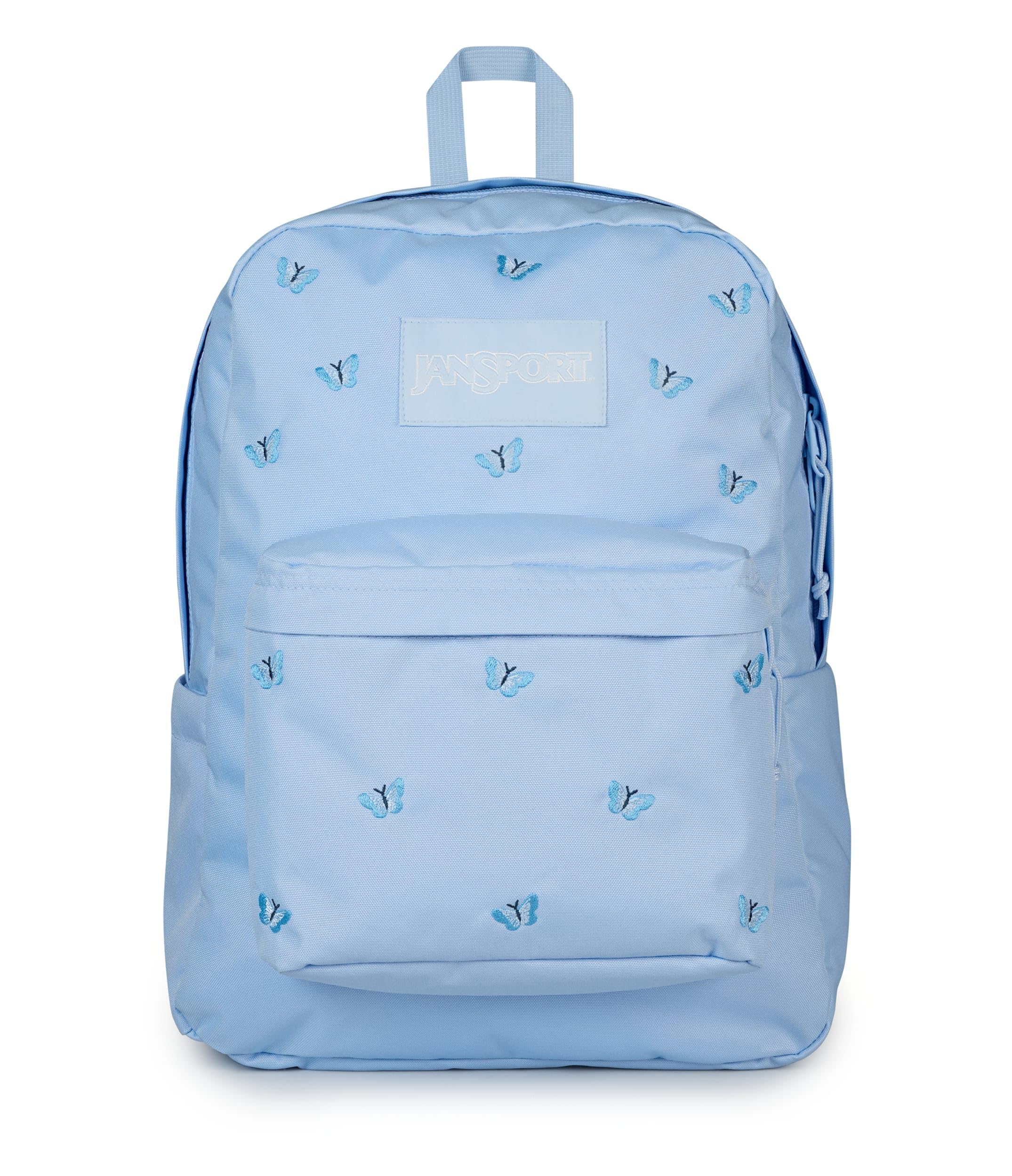 JanSport Superbreak Plus FX Backpack - Work, Travel, or Laptop Bag with Water Bottle Pocket, Superbreak Plus Fx, Tiny Butterflies Hydrangea/Md Bl