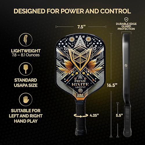 Miniatura 2 de Ascent - Juego de 2 palas de pickleball aprobadas por USAPA, incluye 4 bolas, 2 agarres adicionales y bolsa de transporte, raquetas de pickleball