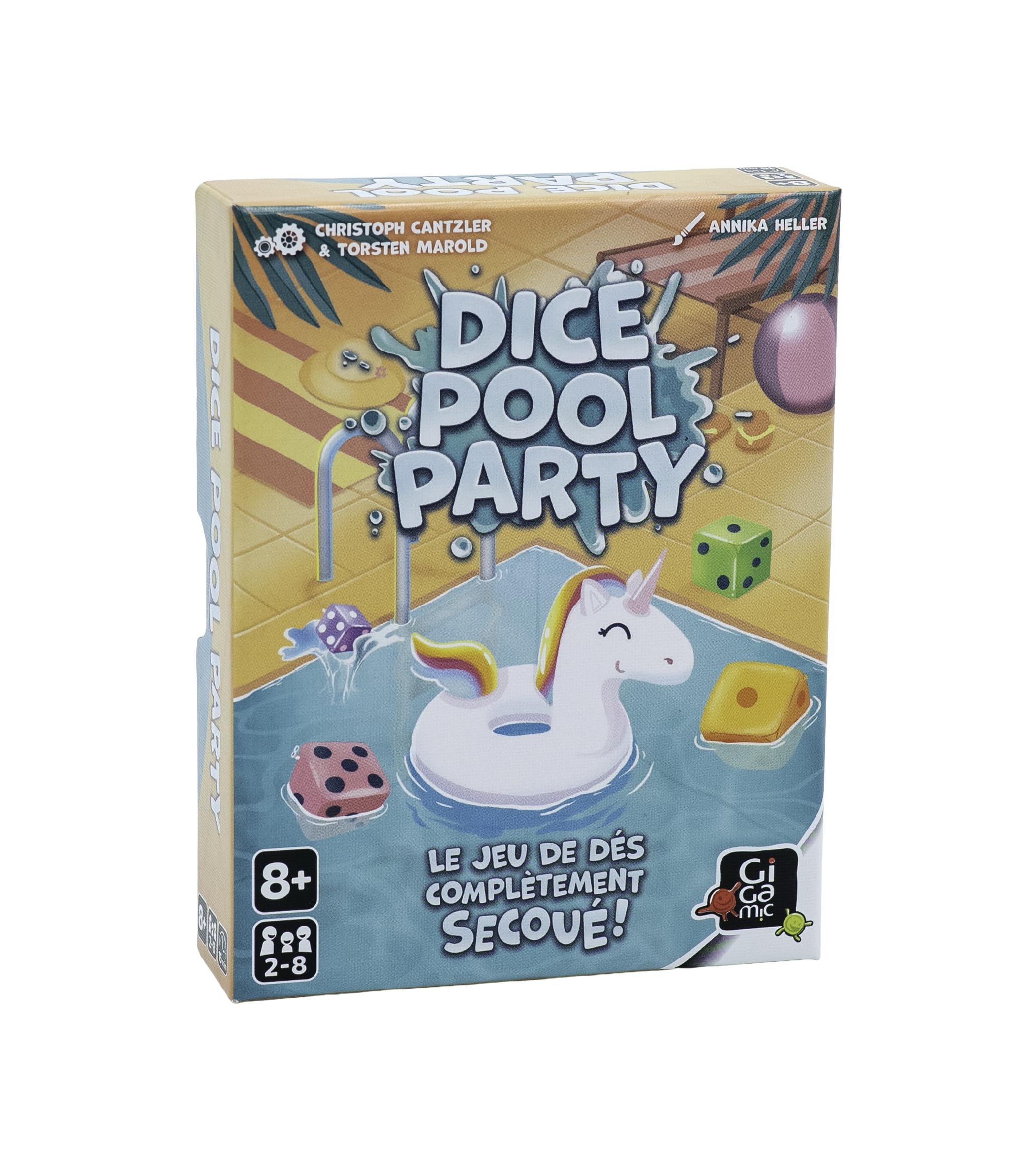 Gigamic - Dice Pool Party - Board games - Dice game - From 8 years old - Mood game for children, family and friends - From 2 to 6 players - Fast game 15 minutes - French version - DEDI