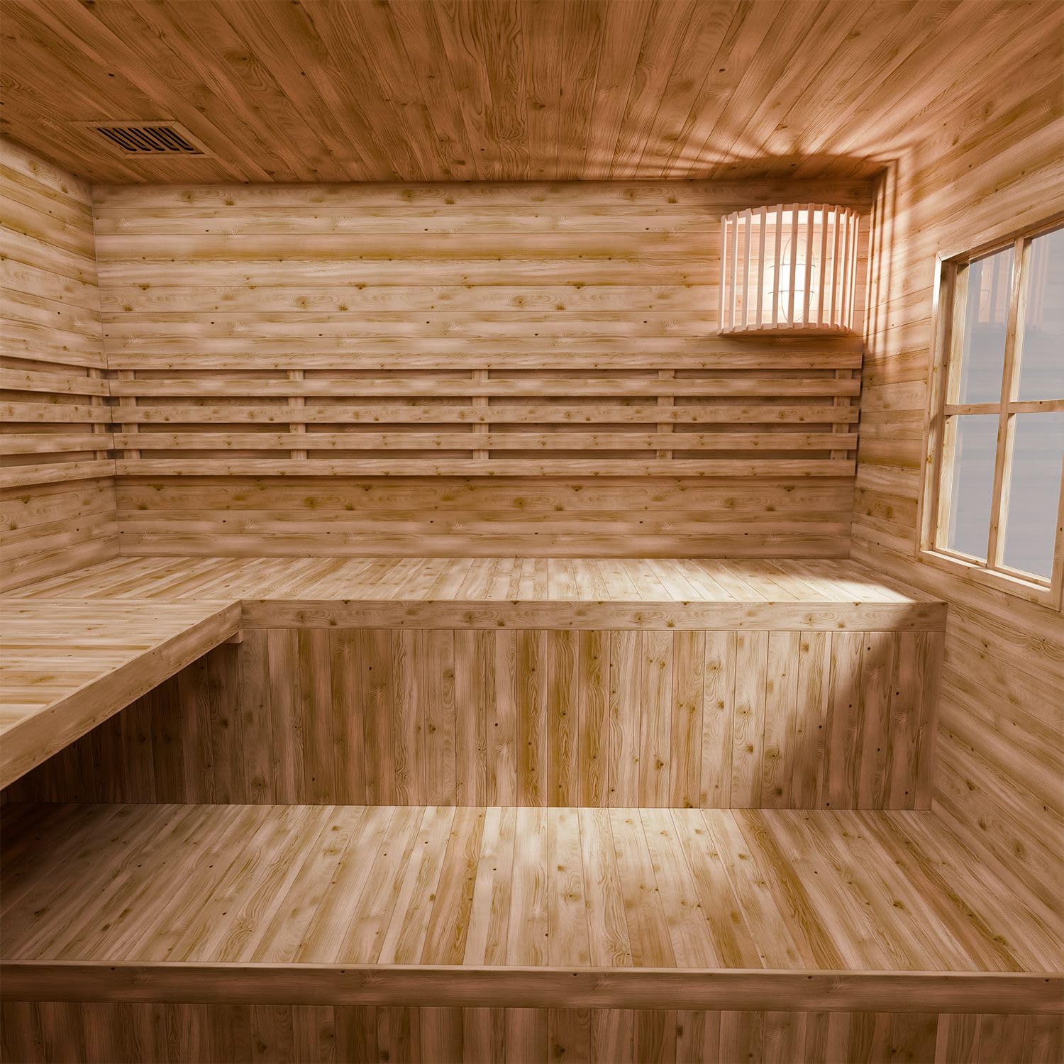Artsauna Gartensauna Eldur mit 8 kW Ofen, Beleuchtung & Zubehör - Saunahaus aus Fichtenholz - Außensauna für 4 Personen - Outdoor Sauna 200x200x256 cm