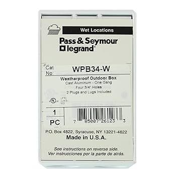 Pass & Seymour WPB34-W Weatherproof Electrical Box, (4) 3/4