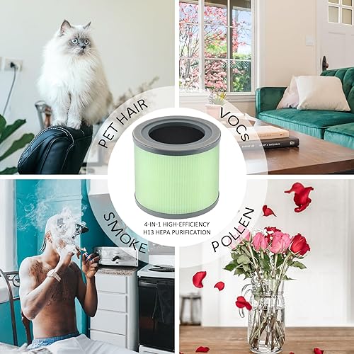 Miniatura 5 de Filtro de repuesto TR-8080 compatible con purificador de aire TR-8080, filtración 4 en 1 con filtro HEPA verdadero, paquete de 2