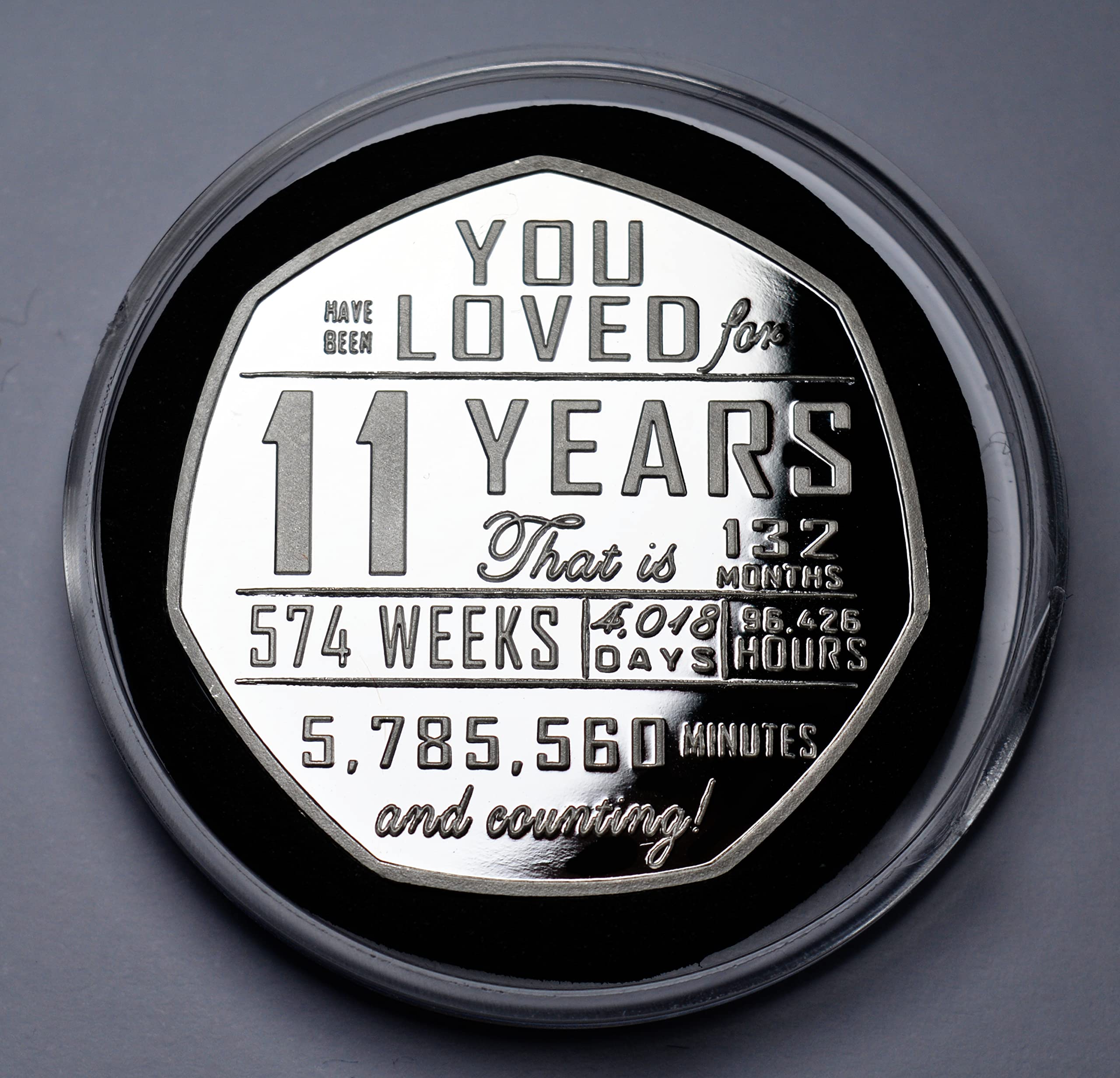 The Commemorative Coin Company Silver 11Th Birthday Commemorative In Capsule. 11 Years 'And Counting' Gift/Present Congratulations/Party/Ideas Celebrating 11 Eleven