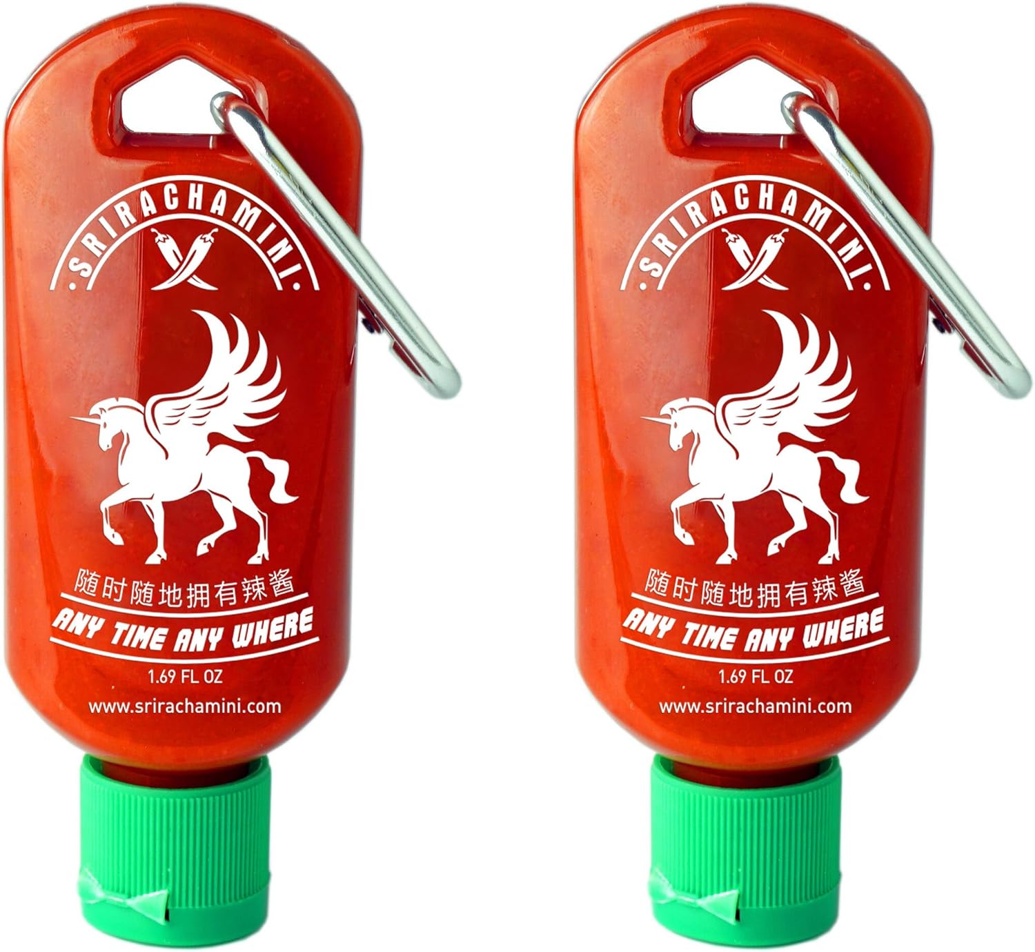 Sriracha Mini Refillable Hot Sauce Keychain Bottle 2Pack, 1.7oz (Sauce