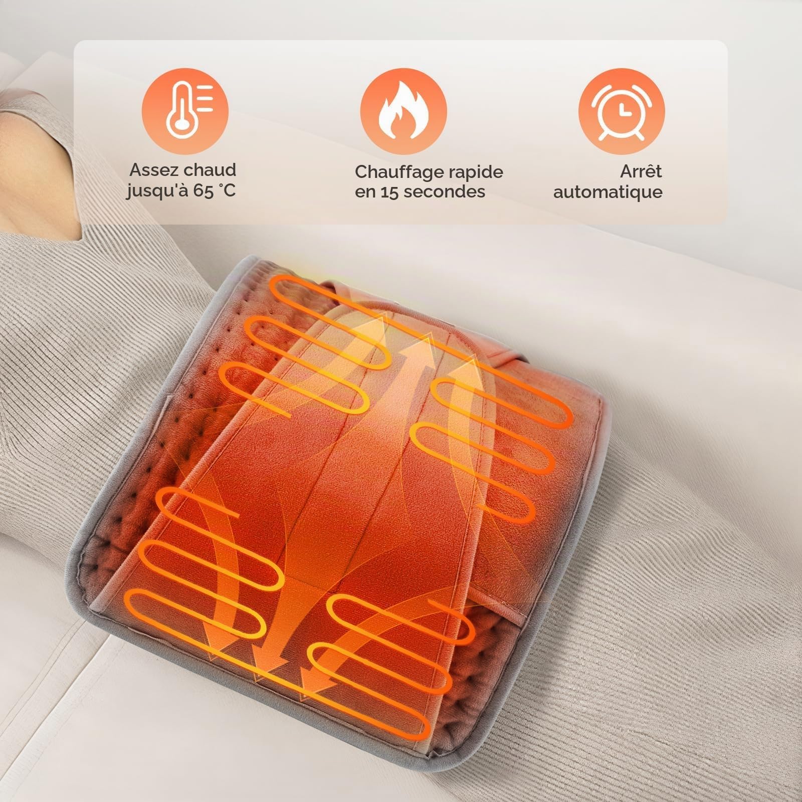 Coussin Chauffant Électrique Pour Dos, 10 Niveaux De Température, Lavable En Machine, Arrêt Automatique 1-6h, Peluche Douce, 38-60°C