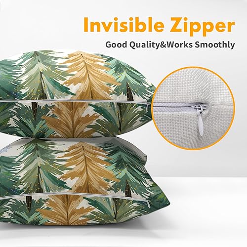 Miniatura 3 de Juego de 2 fundas de almohada de árbol de Navidad de 18 x 18 pulgadas, fundas de almohada de invierno Let it Snow, diseño de copos de nieve, funda