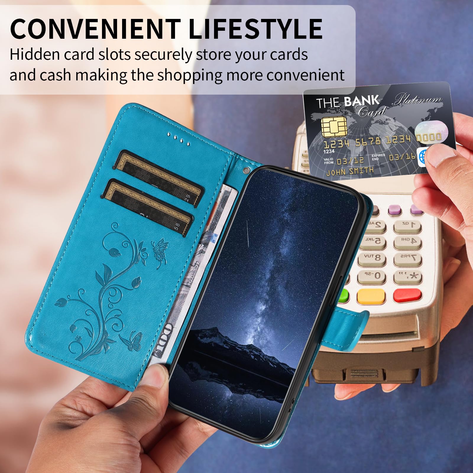 Custodia Portafoglio In Pelle PU Per Google Pixel 7A 5G – Flip Cover Con Slot Per Carte E Supporto, Colore Blu