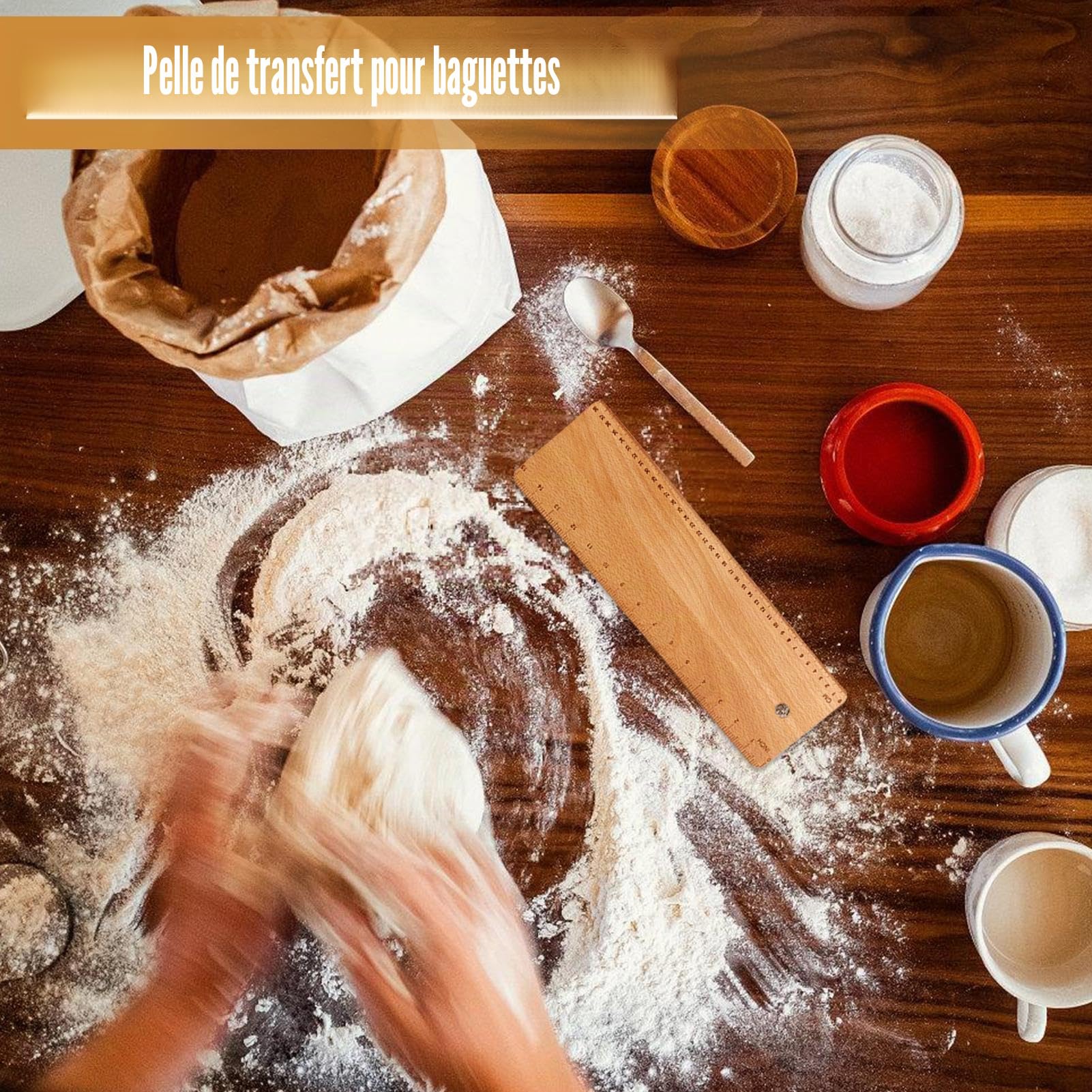 Planche à pain en bois, pelle de transfert de baguette, accessoires de cuisson, bois dur massif léger pour pain français, biscuits, pizza, tarte, pâtisserie, pâtisserie