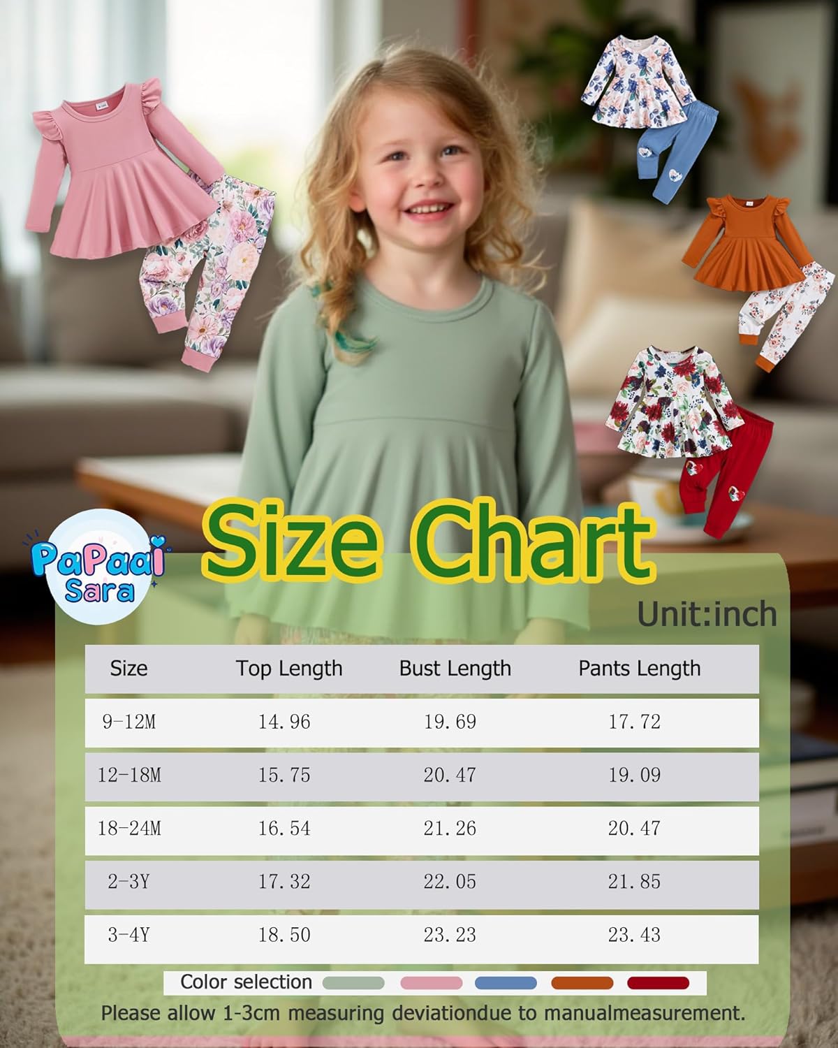 Baby Girl Clothes Toddler Girl Outfits Fall Winter Ruffle Shirt Pants Cute Infant Clothing Set for Little Girl - Image 6
