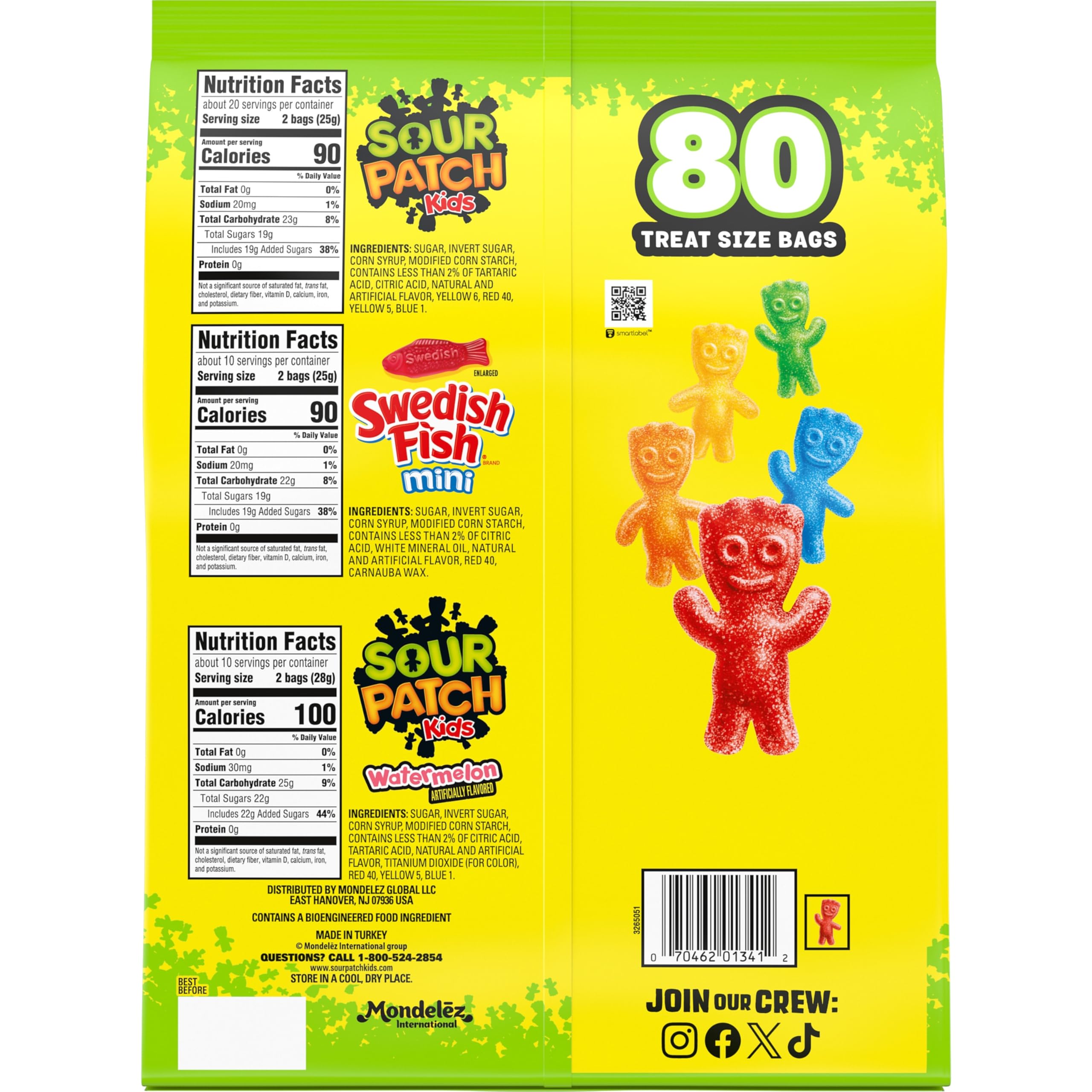 SOUR PATCH KIDS and SWEDISH FISH Mini Soft Chewy Candy Variety Pack Bulk Candy 80 Treat-Size Snack Packs — view 12