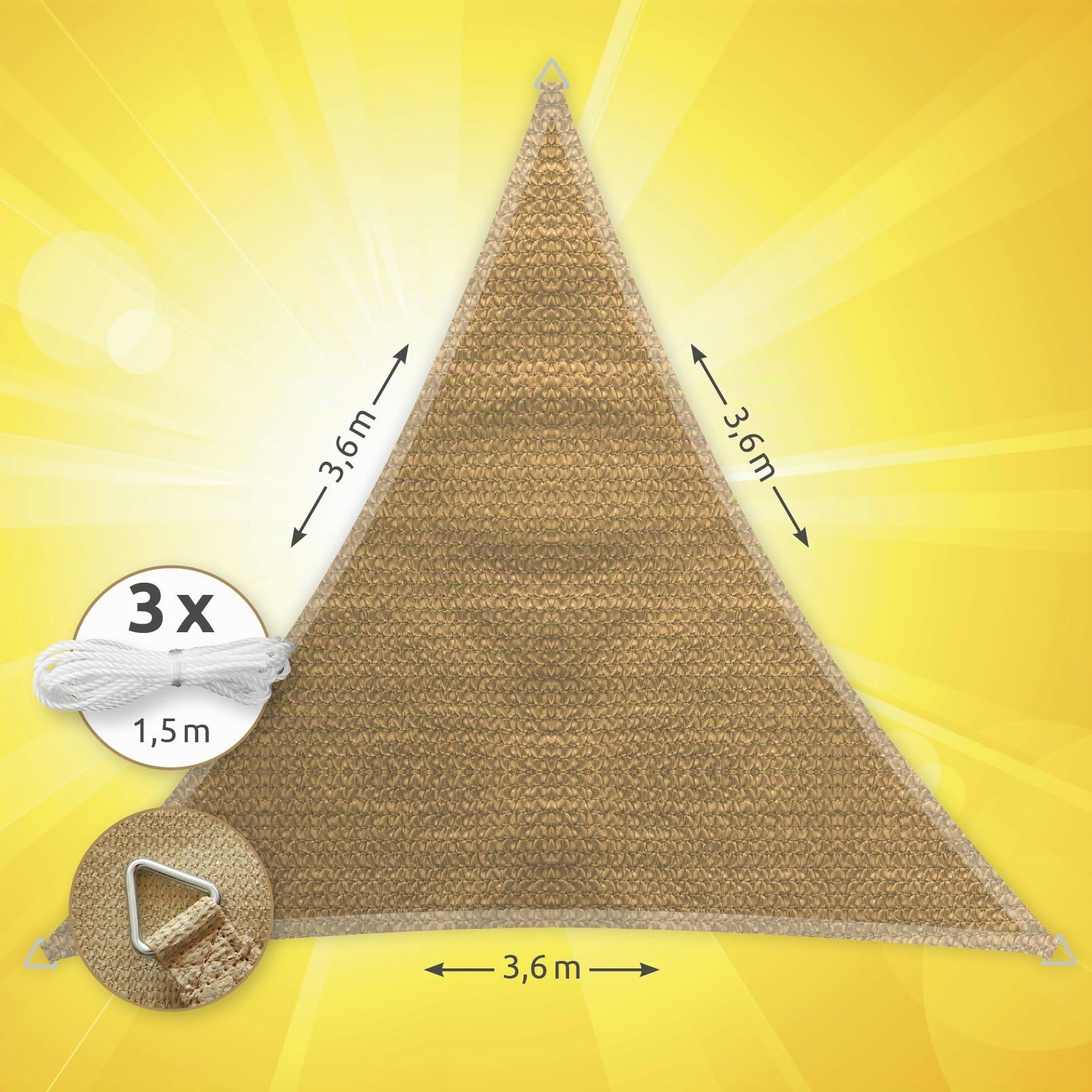 Windhager 10965 - Tenda a vela Patio (5 x 5 x 5 m), Beige