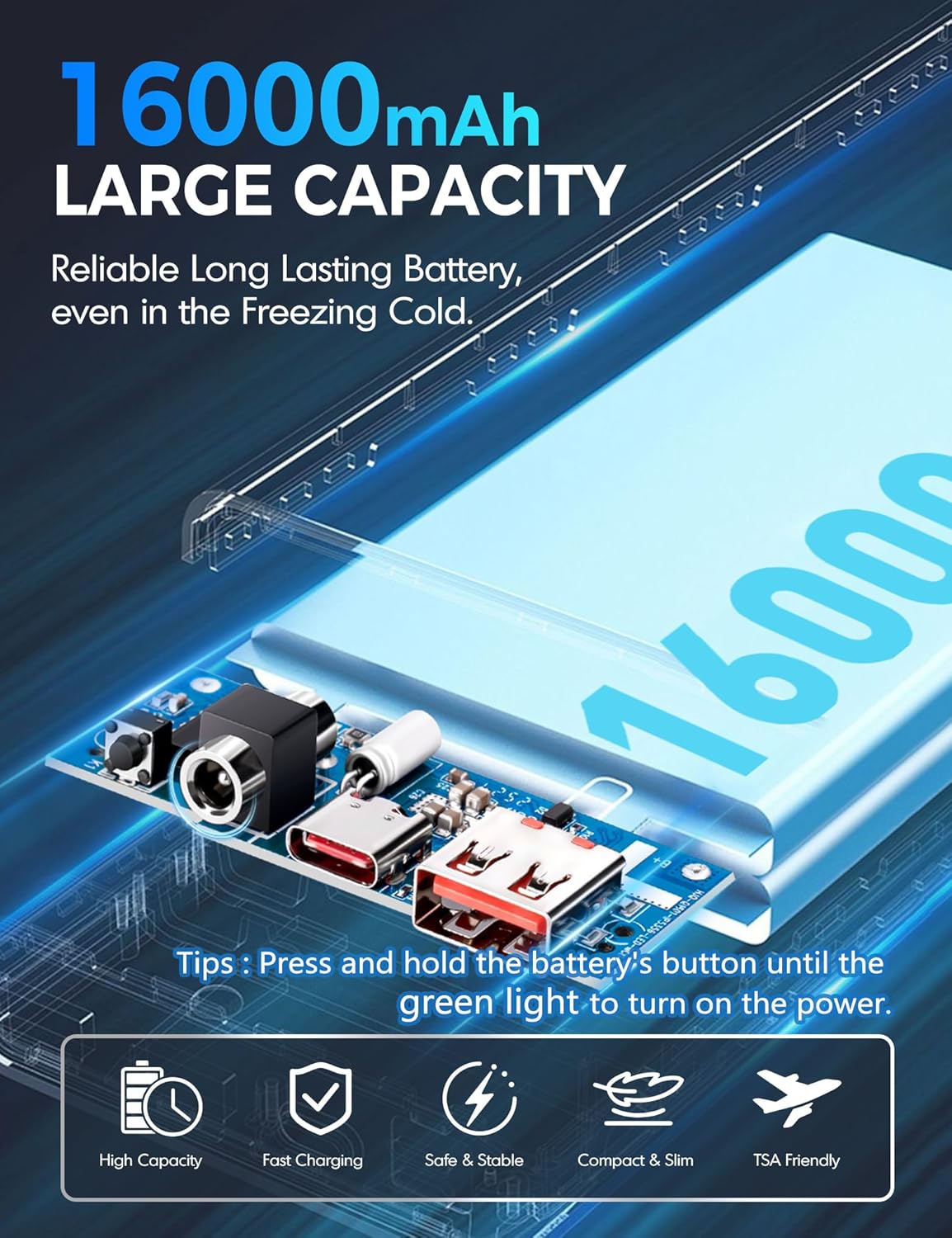 Women Heated Vest with 16000mAh Battery Pack Included, Electric Heating Vests Lightweight for Winter Outdoor Hiking - Image 5