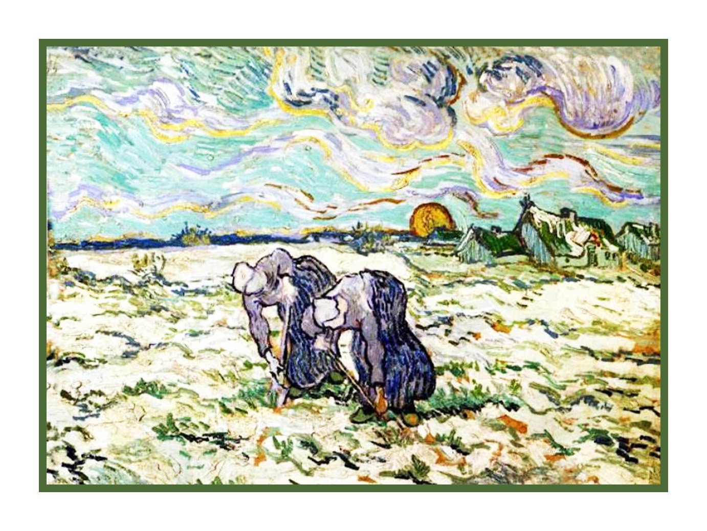 Orenco Originals Peasants Digging Potatoes Snow Van Gogh Counted Cross Stitch Pattern