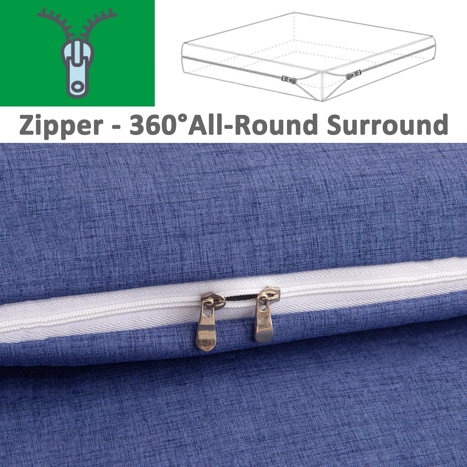Housse de futon 100 % coton lavable pour matelas de sol traditionnel Shikibuton - Housse de protection zippée - Lavable en machine - 80 x 190 cm - Gris