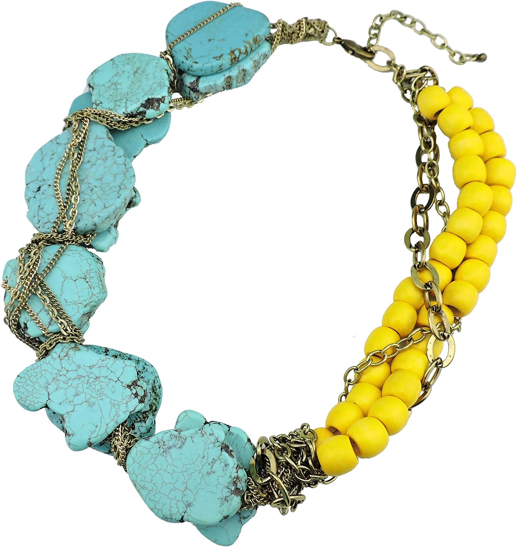 Bocar Personalized Big Statement Turquoise Chunky Necklace for Women Gifts