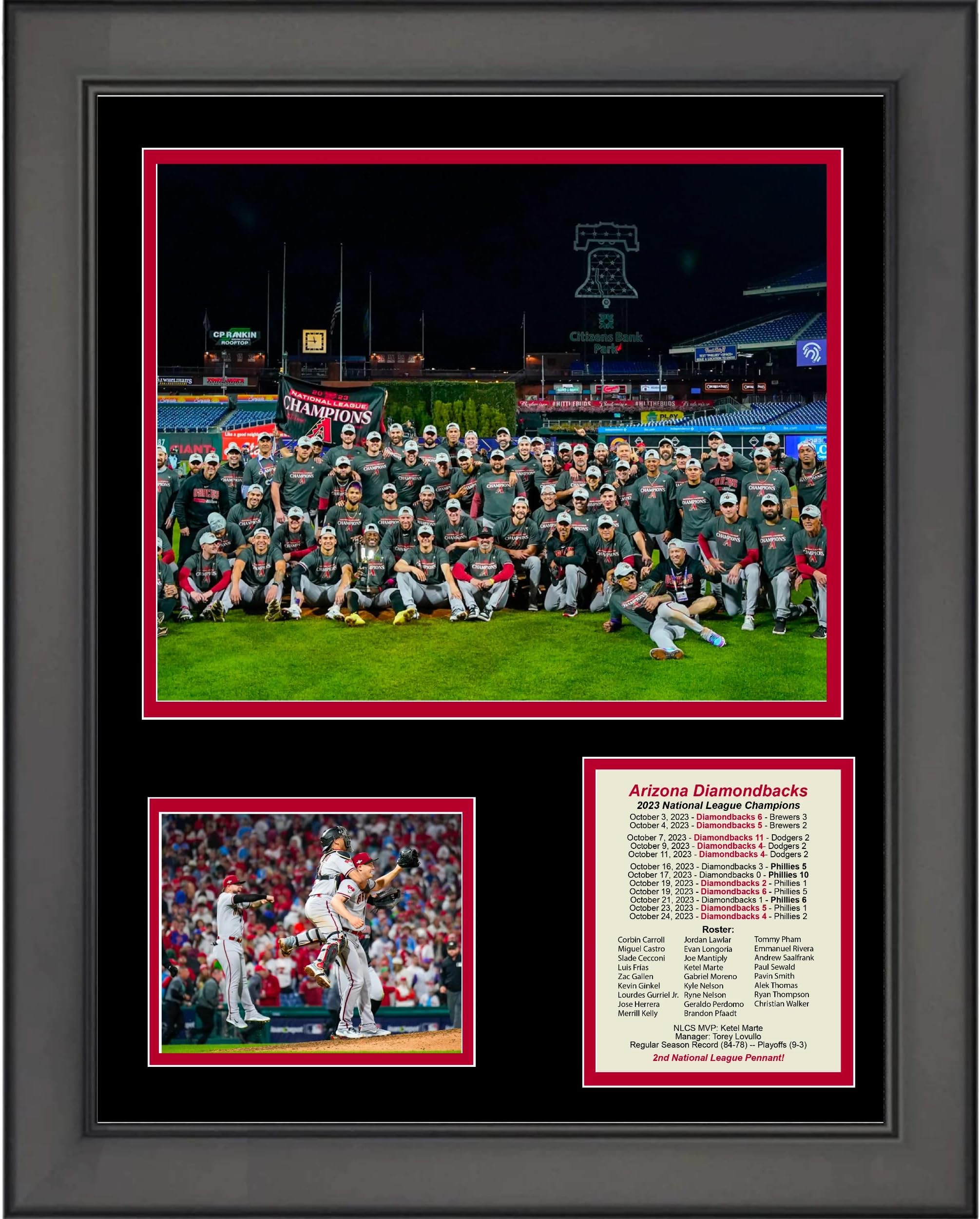 HOFSM.COM Hall of Fame Sports MemorabiliaFramed Arizona Diamondbacks 2023 National League NLCS Champions 11"x14" Baseball Three Photo Collage