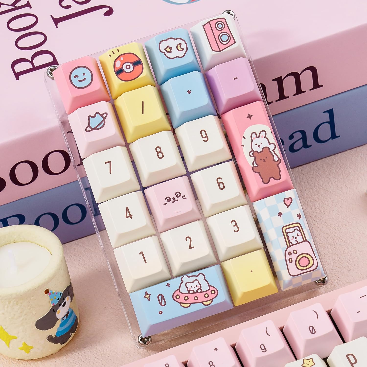 Pink Anime 145-Key PBT Cherry Profile Keycaps Set.