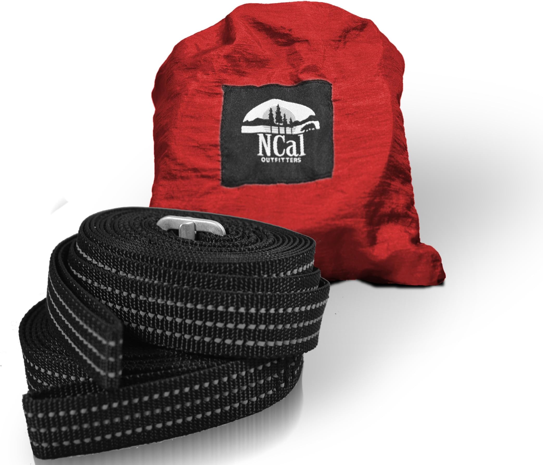 NCal Outfitters Grizzly Hammock Straps | Set of 2 Non-Stretch 11' Reflective Straps with Stainless Steel Cinch Buckles for Strength & Easy Adjustment | 1.1” Wide & Safe for Trees