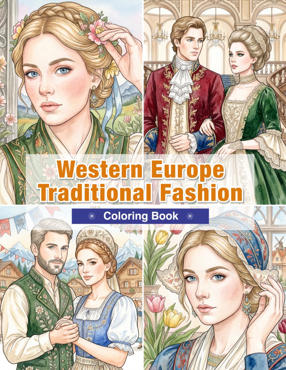 Western Europe Traditional Fashion Coloring Book for Adults: Traditional Clothing from France, Germany, Belgium, the Netherlands, Luxembourg, and ... Traditions (World Traditional Fashion)
