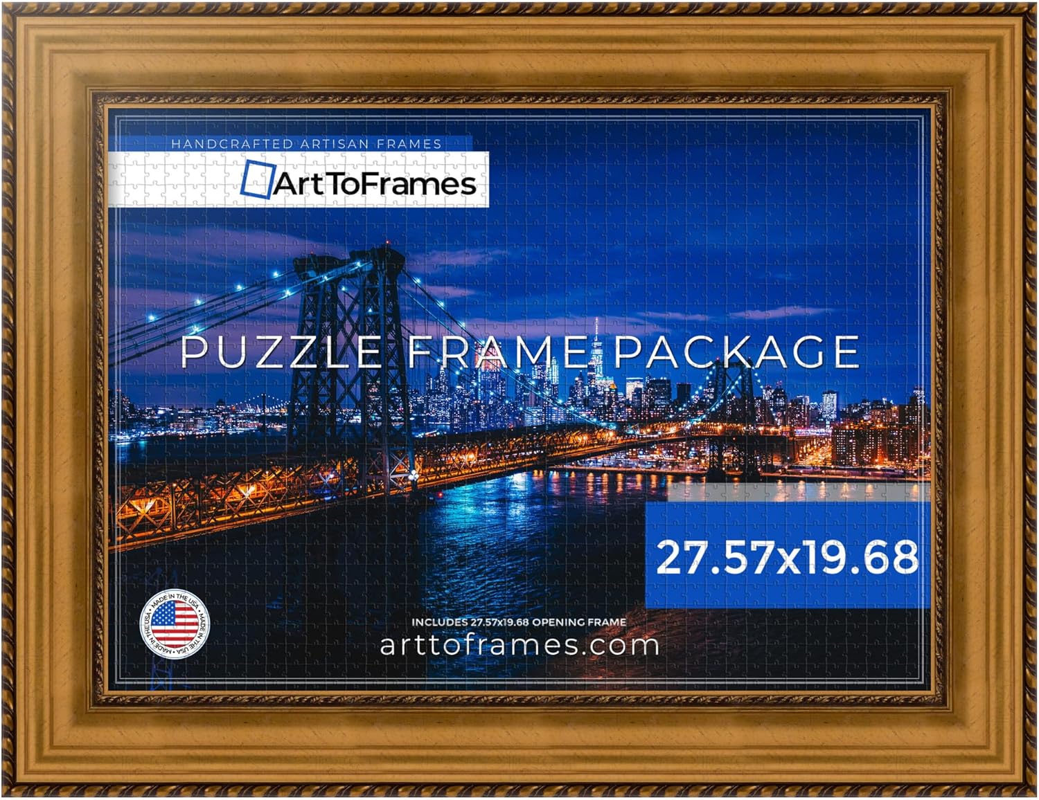 ArtToFrames 27.57x19.68 INCH/70x50 CM Multi Frame for 1000 piece Puzzles.This 3.50 Inch Custom Wood Puzzle Frame is Other - Comes with Economy Acrylic (Puzzle5167-27.57x19.68)