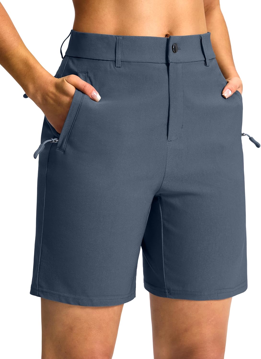 SANTINY Women's 5"/7" Hiking Golf Shorts with 3 Pockets Stretch Quick Dry Outdoor Travel Work Shorts for Women Casual Summer