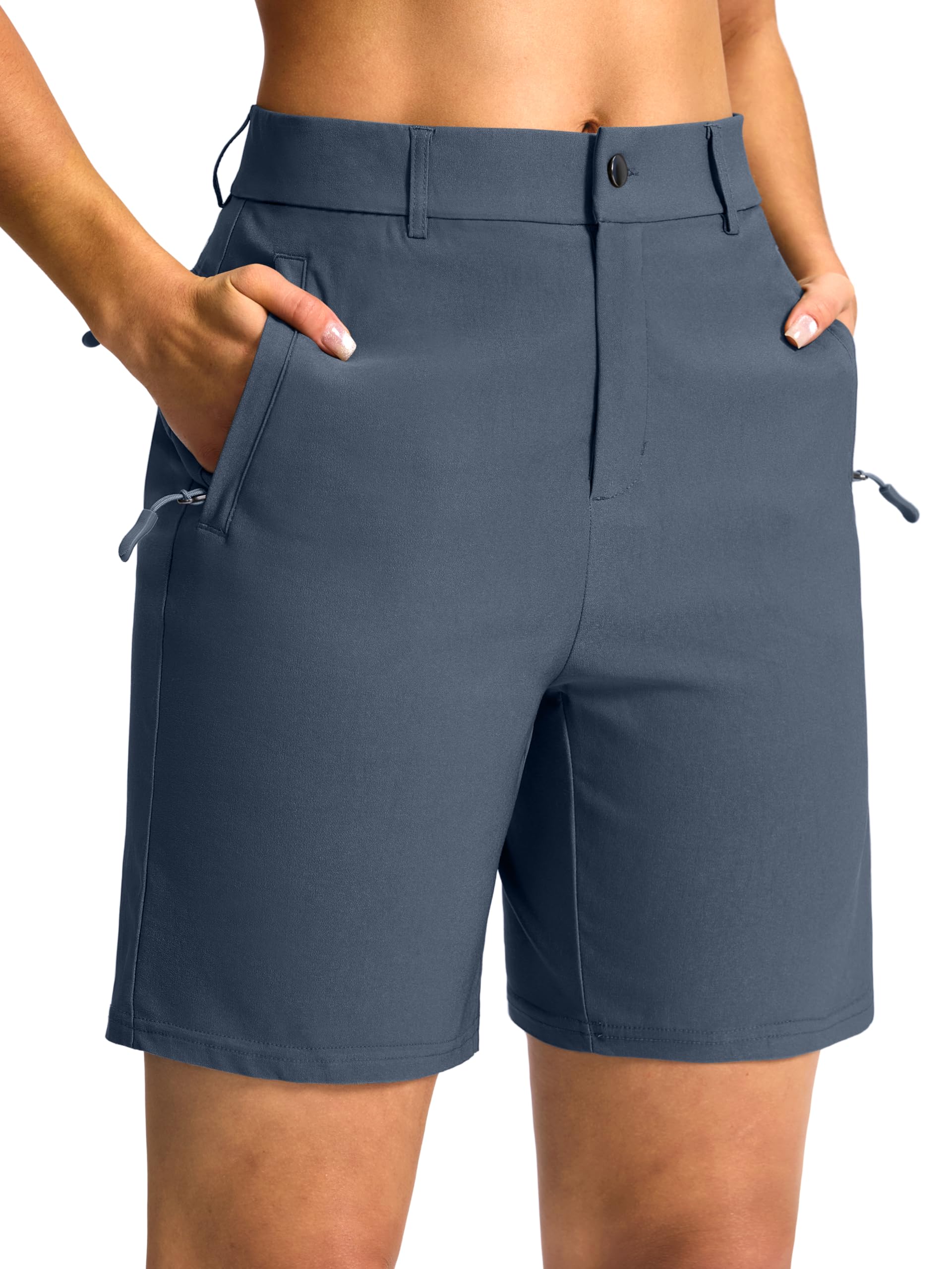 SANTINY Women's 5"/7" Hiking Golf Shorts with 3 Pockets Stretch Quick Dry Outdoor Travel Work Shorts for Women Casual Summer — view 8