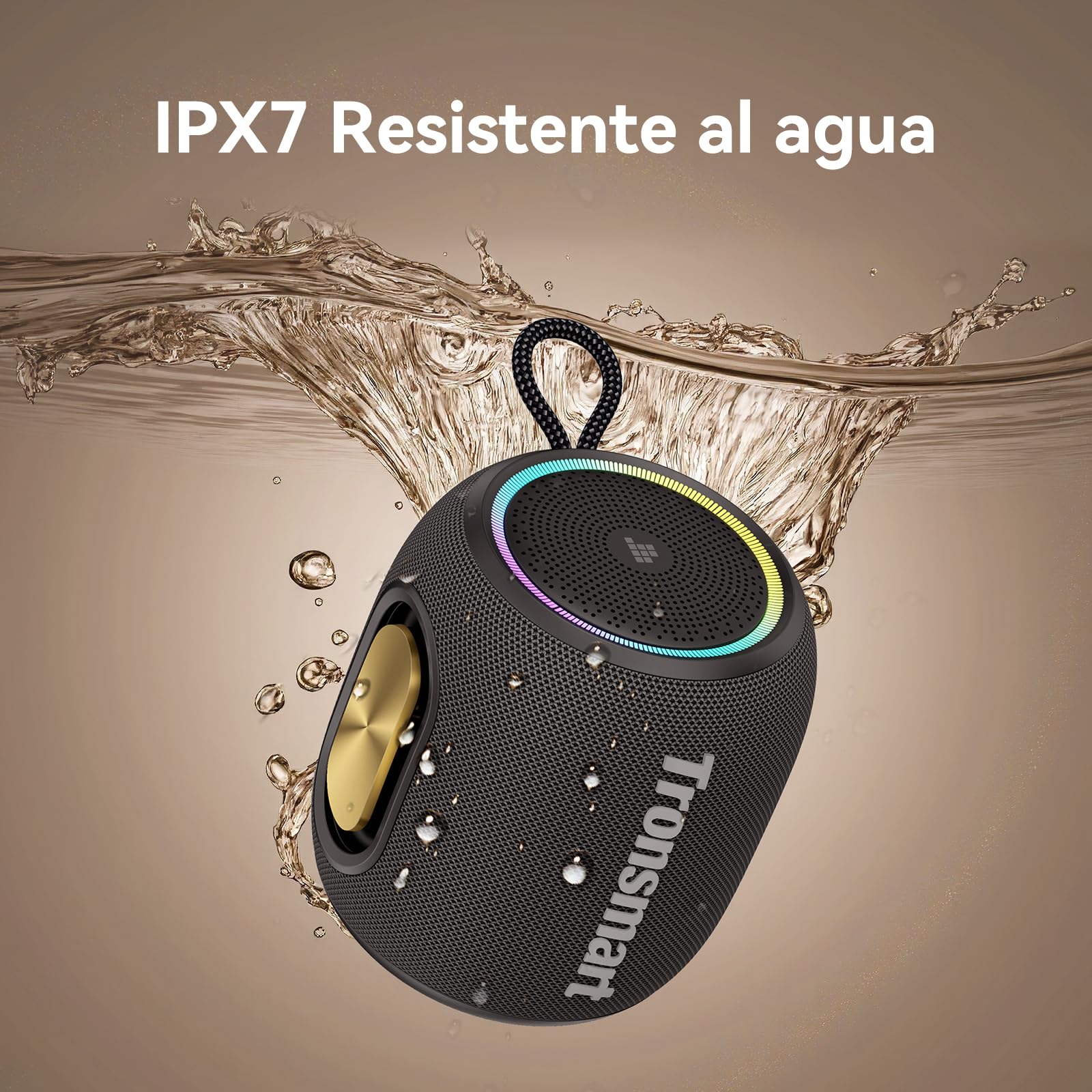 Tronsmart T8 Mini Bocina Bluetooth Portátil, Sonido equilibrado en 360°, IPX7, hasta 20 Horas de batería (Negro)