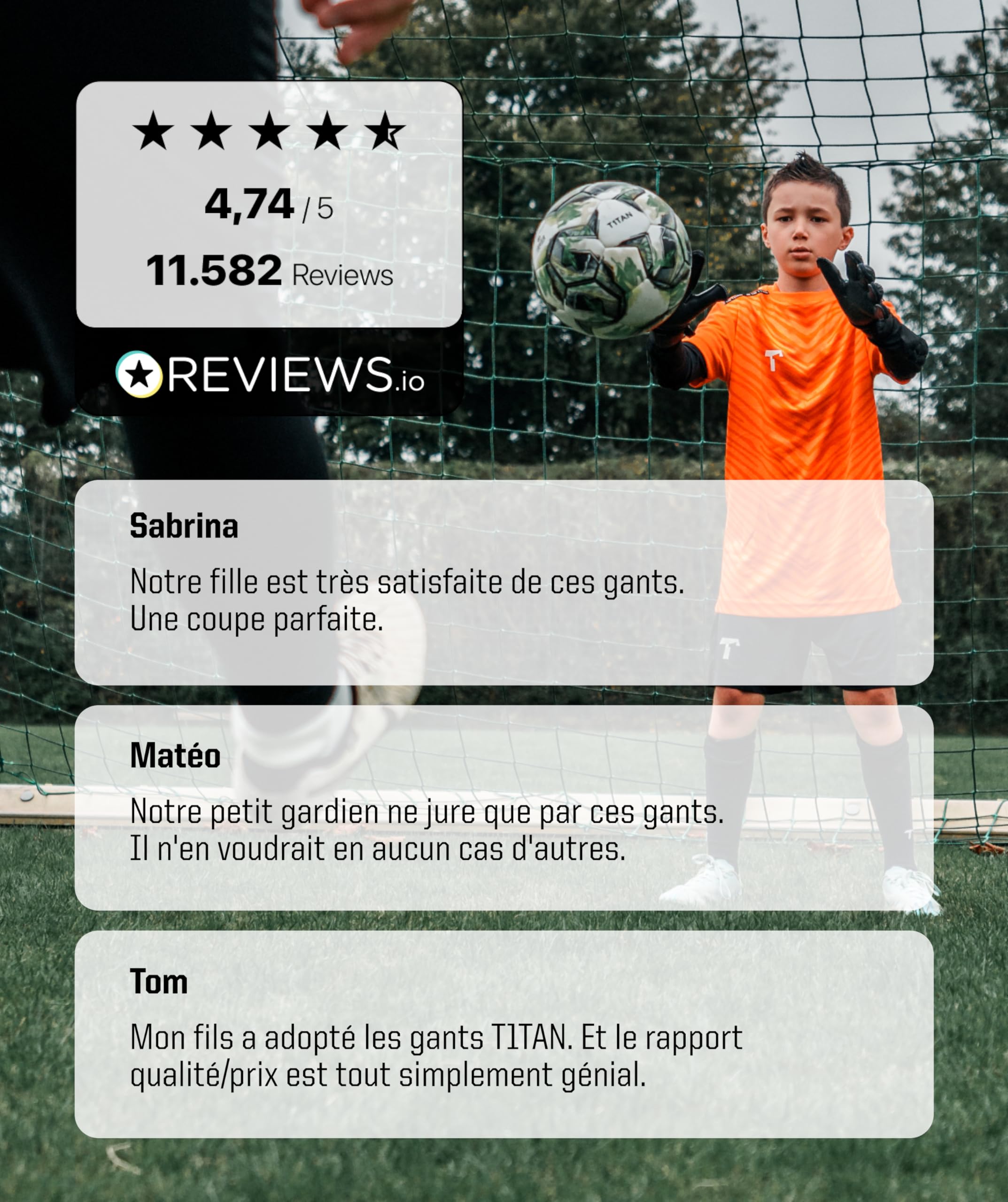T1TAN Rebel Junior Gants de Gardien de Foot Enfant - Gants de Football pour Gardiens de But - sans Protection des Doigts