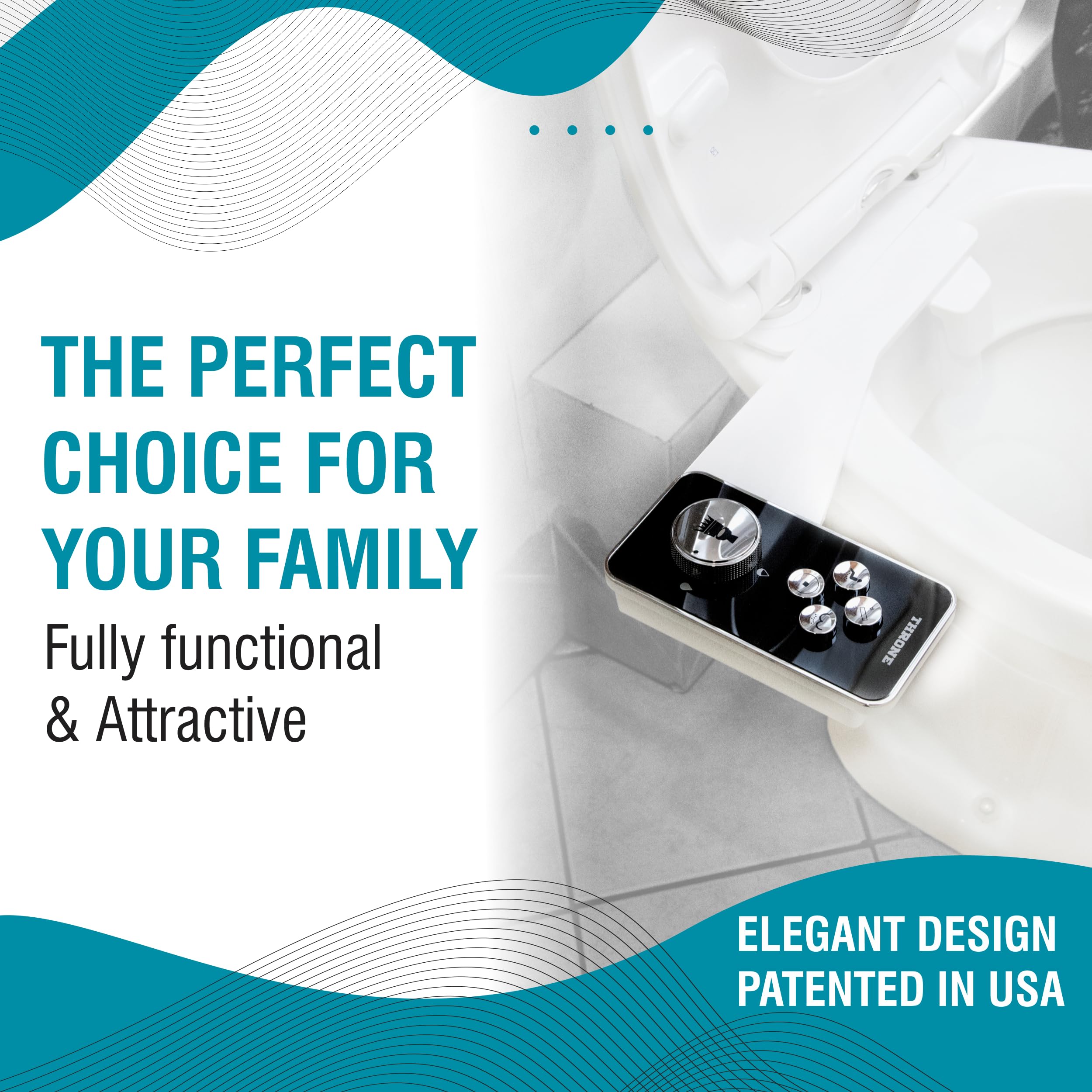 Throne Bidet Attachment - USA Patented - Non-Electric Self Cleaning Water Sprayer Toilet Bidet Seat Attachment Double Nozzle — view 3