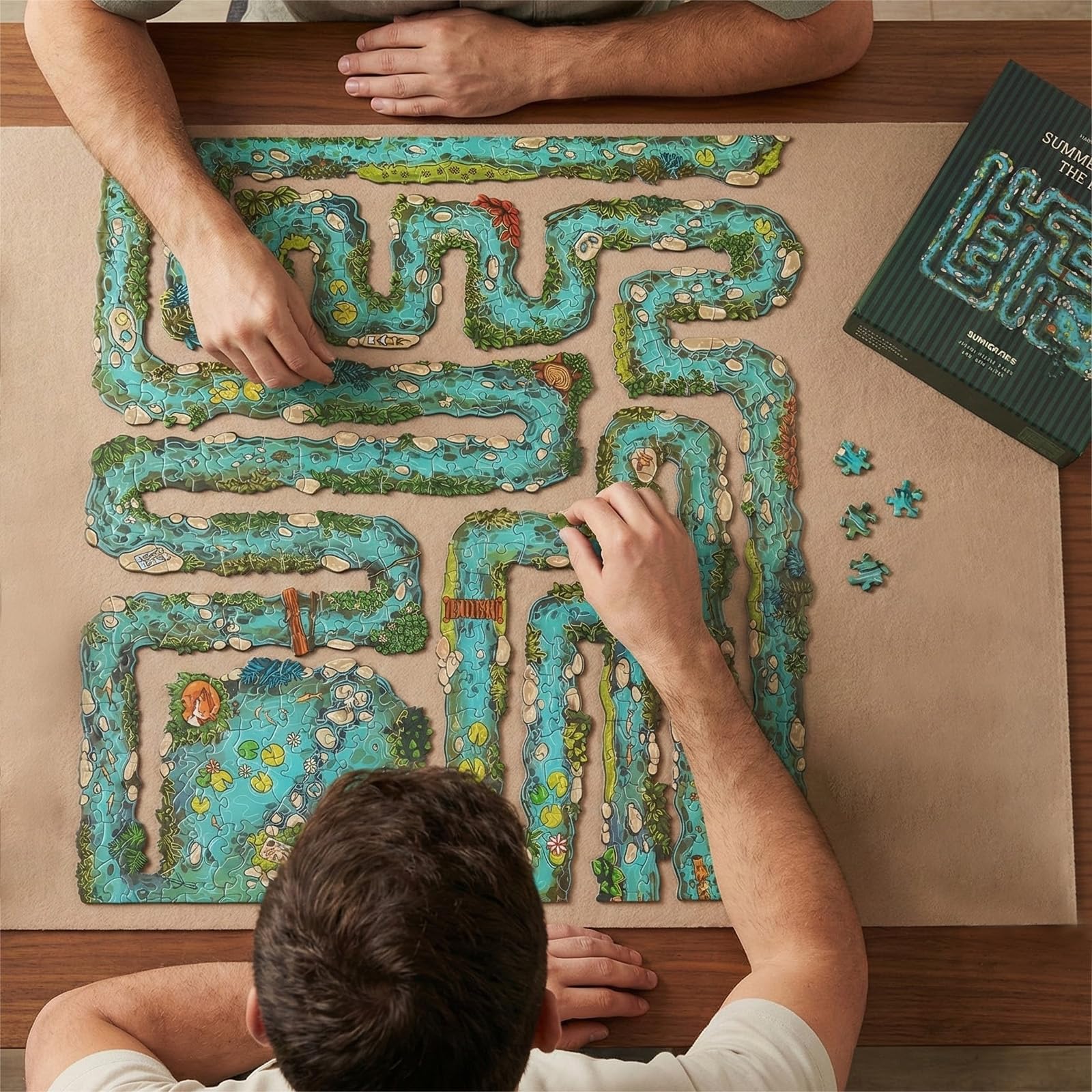 Challenge de Puzzle à Bordure Entière - Été au Bord de la Rivière, Coffret de 501 Pièces, Œuvre d'art Thématique Rivière, Puzzle de Haute Difficulté, Jeu Idéal pour Un Moment en Famille