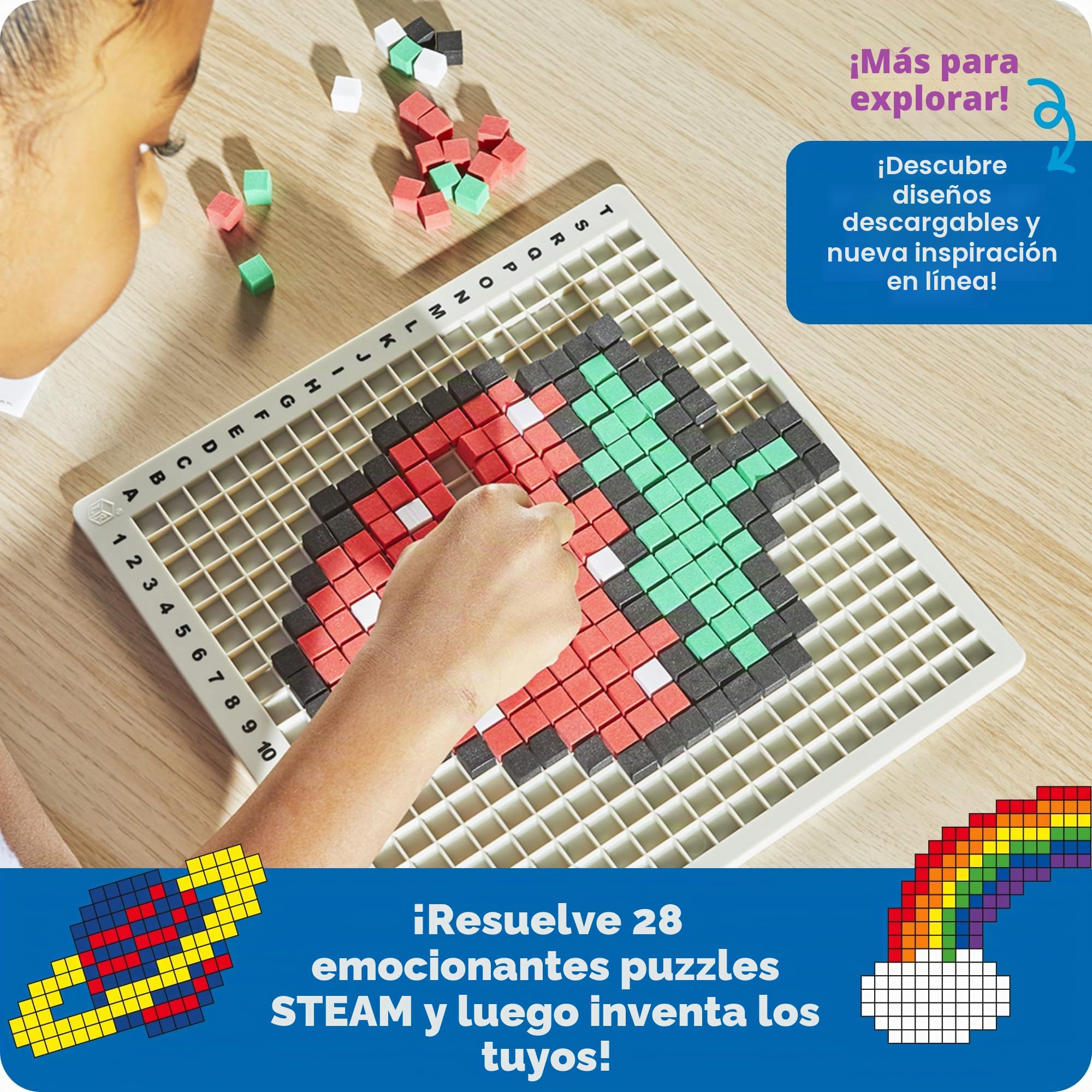 Learning Resources Stem Explorers Pixel Art Pro Juego Creativo con 750 Cubos para niños Desde 5 años