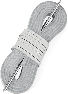 Leather Boat Shoe Lacing Kit – 45 Inch Leather Shoelaces for Boat Shoes, 1 Needle & 2 Strips [1 Pair]