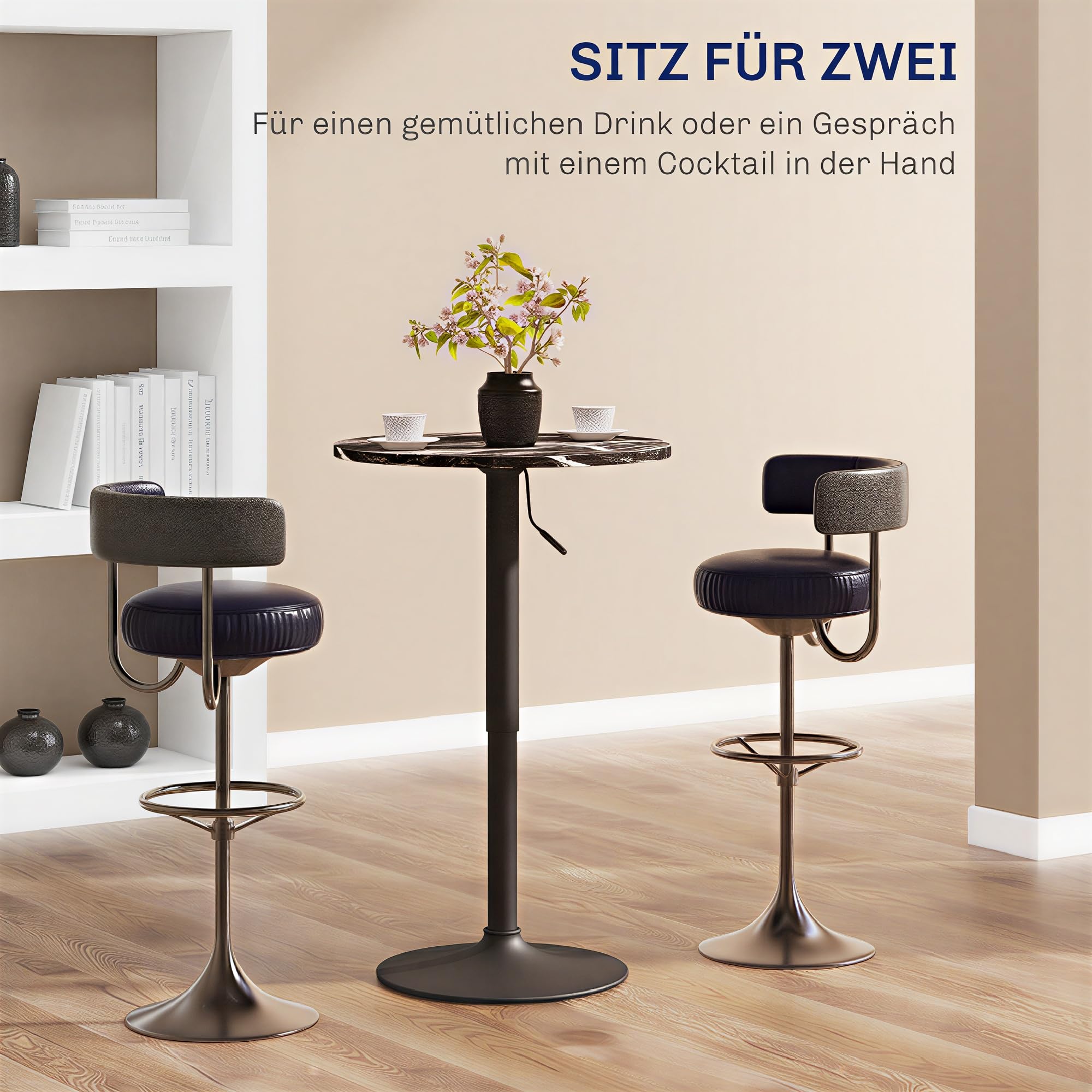 HOMCOM Bartisch Stehtisch Höhenverstellbar Rund Ø60 x 68-93,5cm Schwarz