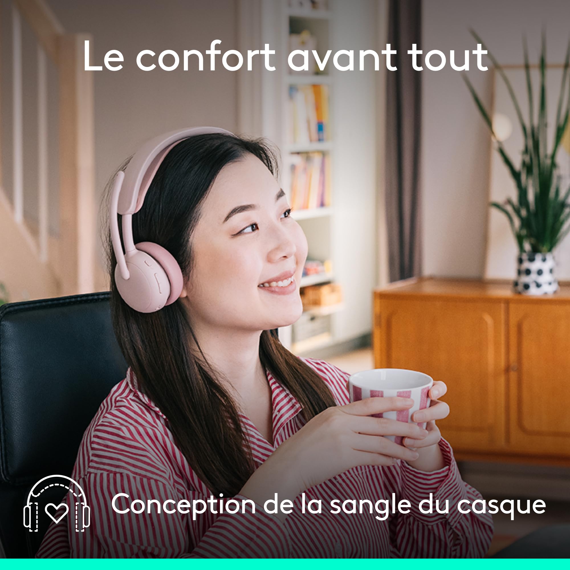 Logitech Zone Wireless 2 ES - Casque sans fil anti-bruit | Con cancellazione del rumore e ANC ibrida adattiva, Bluetooth, Rosa