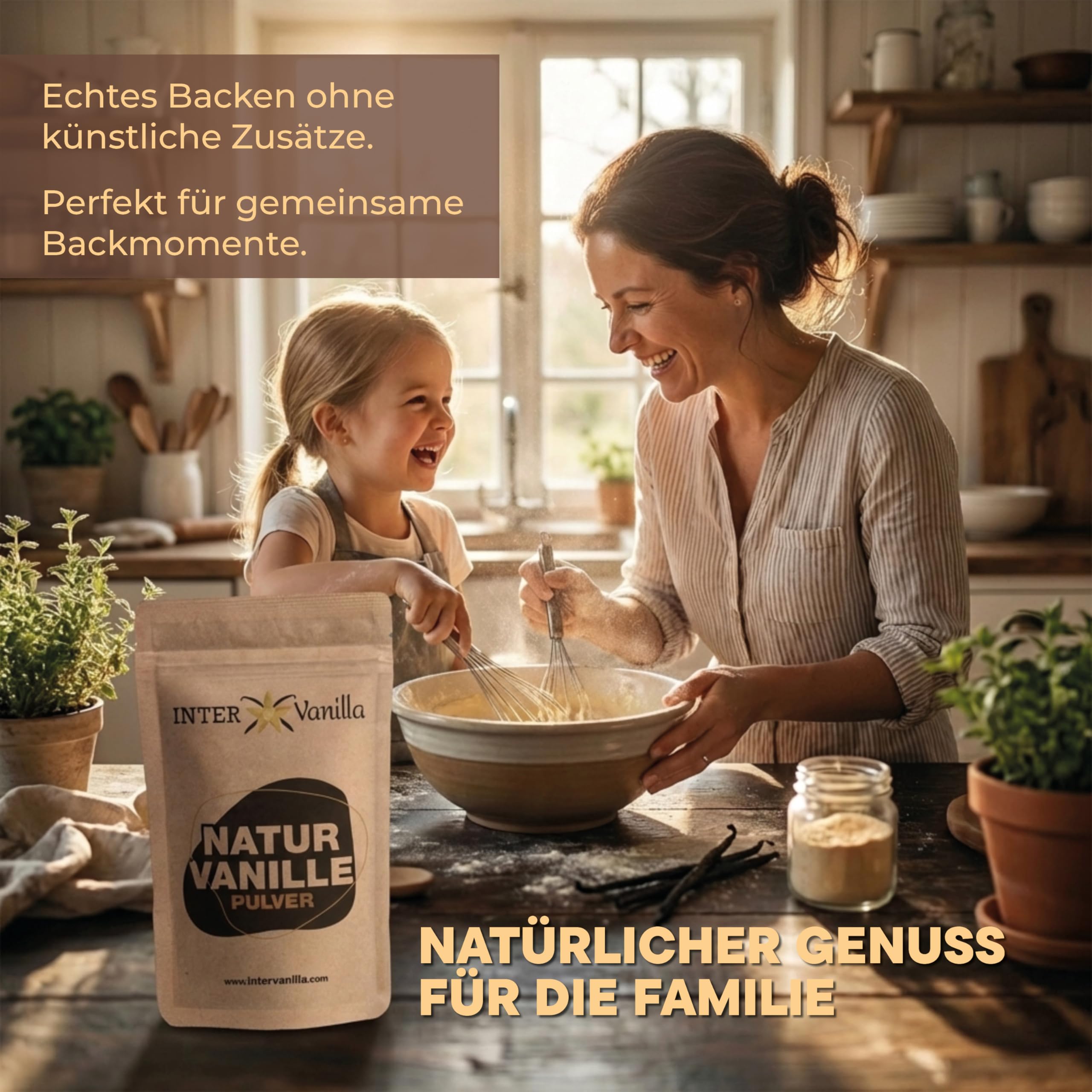 InterVanilla Natur Vanille gemahlen VANILLEPULVER, 100g aus 100% echten Premium Vanilleschoten. Vanilla bean powder. Ohne Zusätze, ohne Zucker