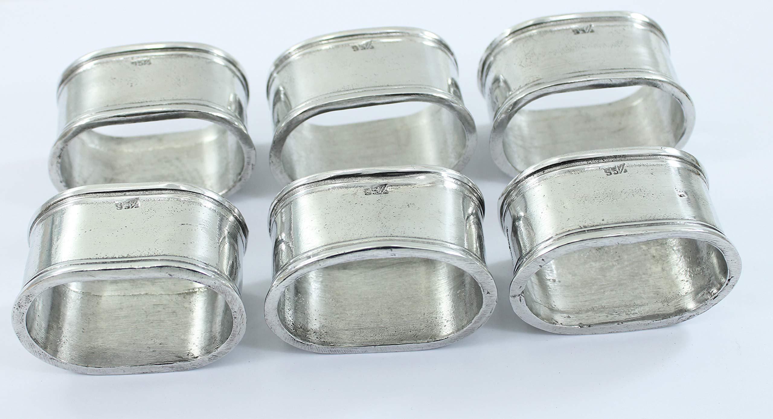 6 Pack Serviettenringe zinn Silber, handgefertigt in Italien von Cavagnini
