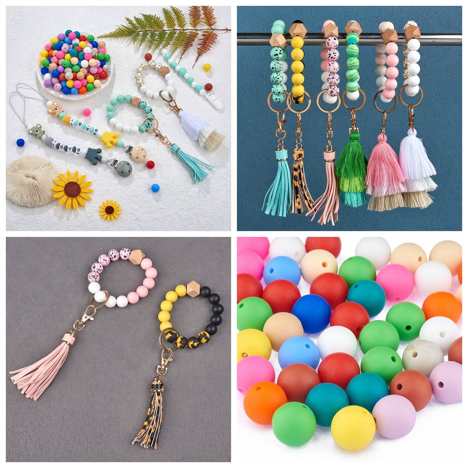 59 Perline In Silicone A Tema Ape E Fattoria - Formato 15mm - Perline Rotonde A Margherita Per Bracciali E Collane Fai Da Te
