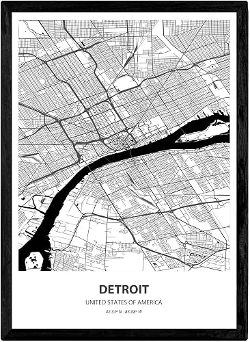Affiche avec carte de Detroit Nacnic