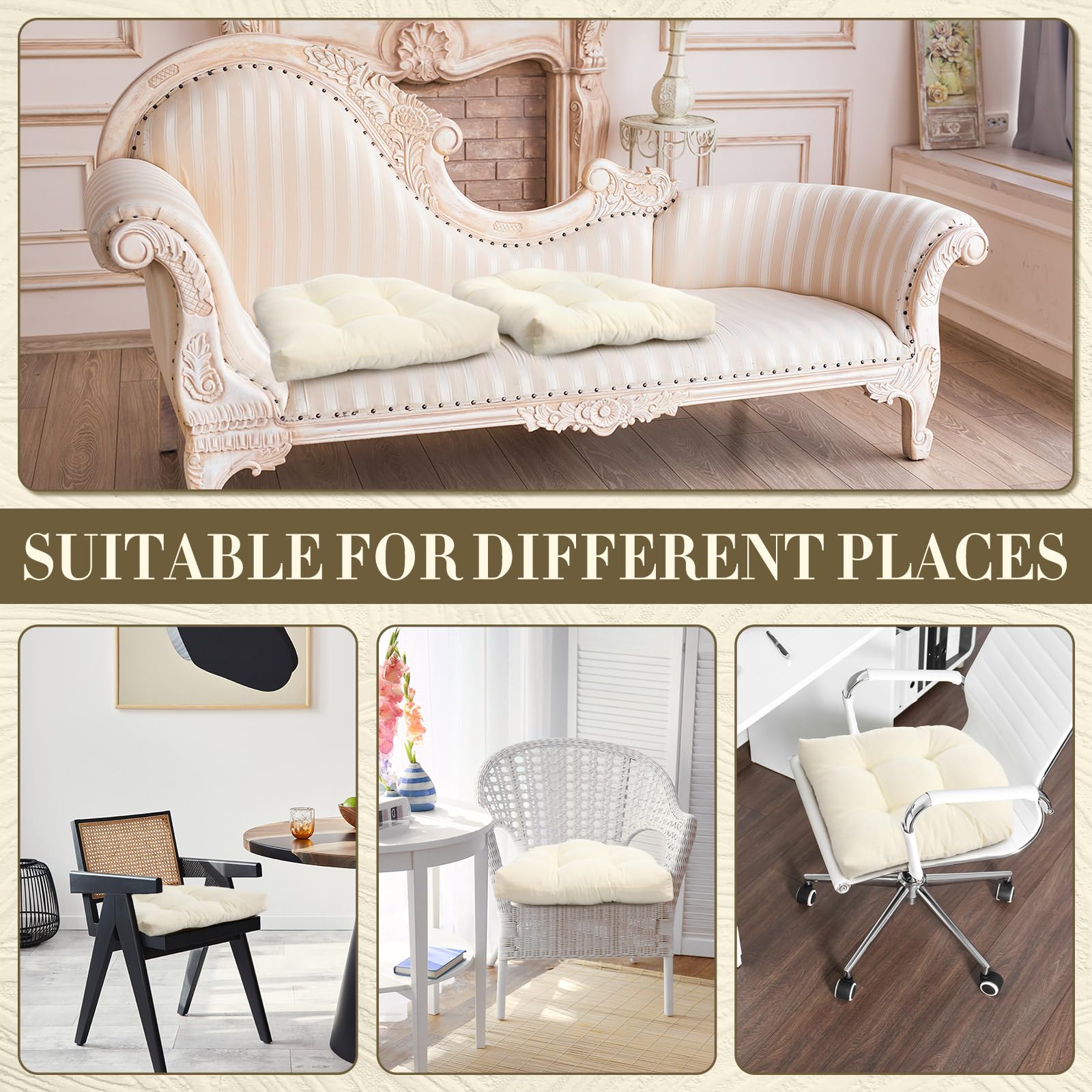 Barydat 4 Pcs Outdoor Chair Cushions 18.9 x 18.9 Inch Patio Furniture