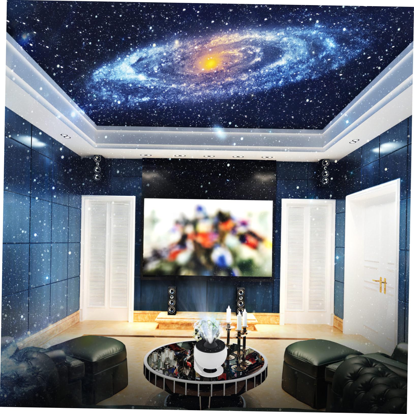 Angoily Proyector de Estrellas 1 Juego Abs PC con 12 Discos para Dormitorio | Luz Nocturna, Patrones Luna y Nebulosa, Cable USB Incluido, Giro 12 por Vuelta, Ruido bajo 30 Db