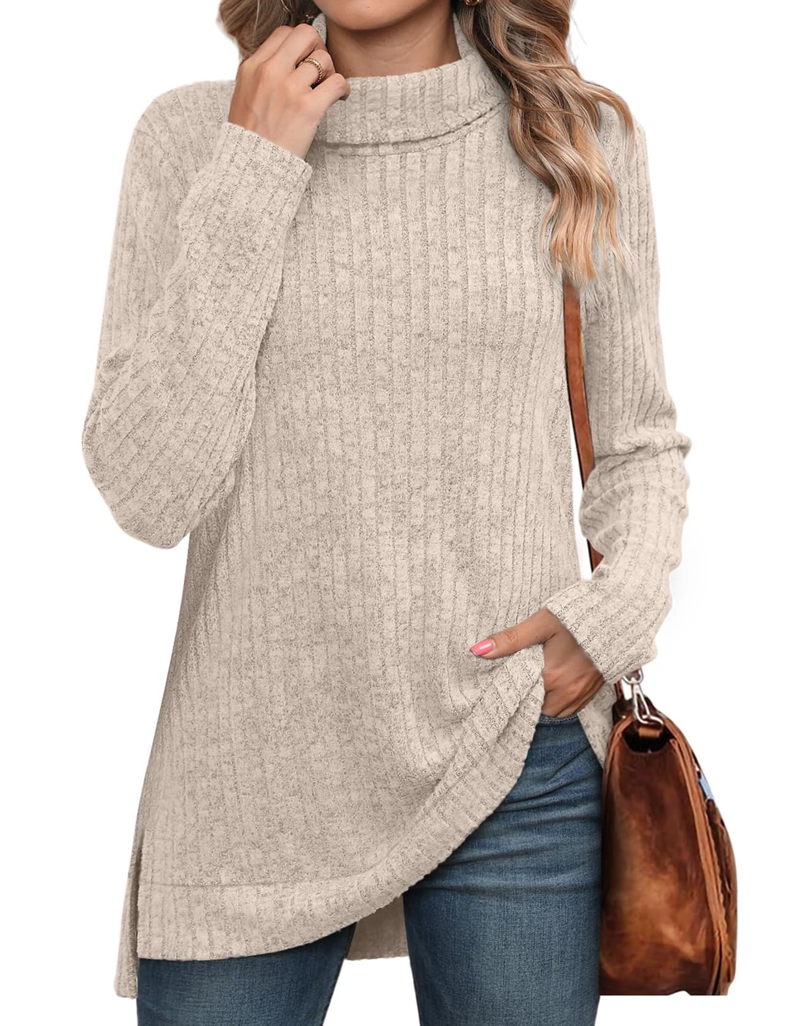 IN'VOLAND Plus Size Womens TurtleNeck Sweater Fall Long Sleeve Tunic Tops Lightweight Pullover 16W-24W