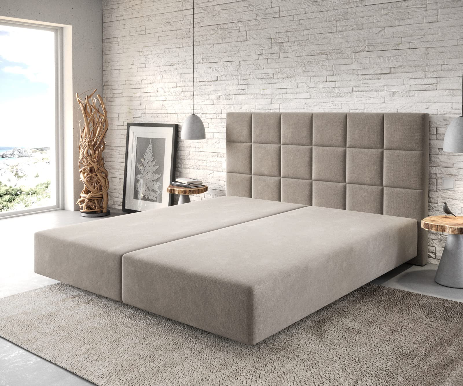 DELIFE Boxspringgestell Dream-Fine Mikrofaser Beige 180x200 cm