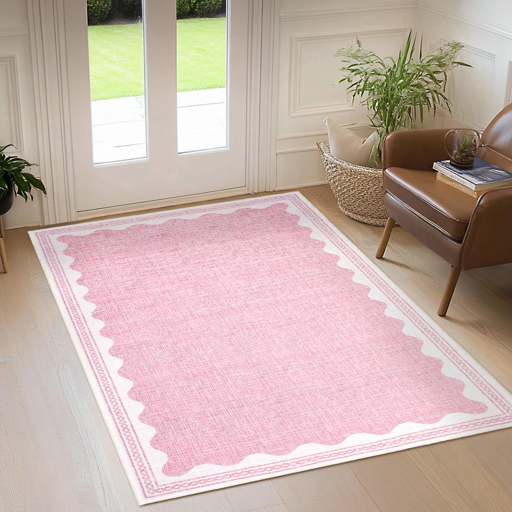 Amazon.com: CAREMEE Scalloped Rug 3x5 Rugs for Entryway, Small Area Rug ...