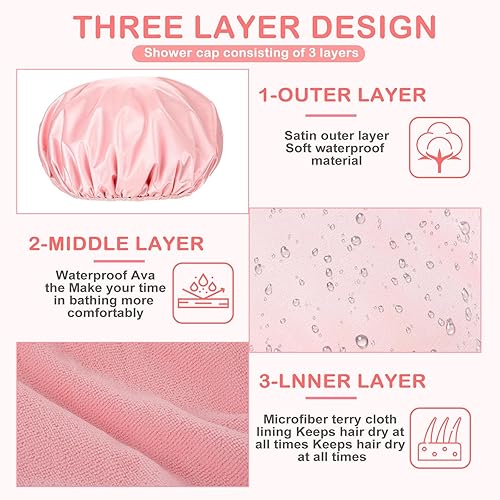 Reusable Shower Cap for Women - Waterproof Bath Cap