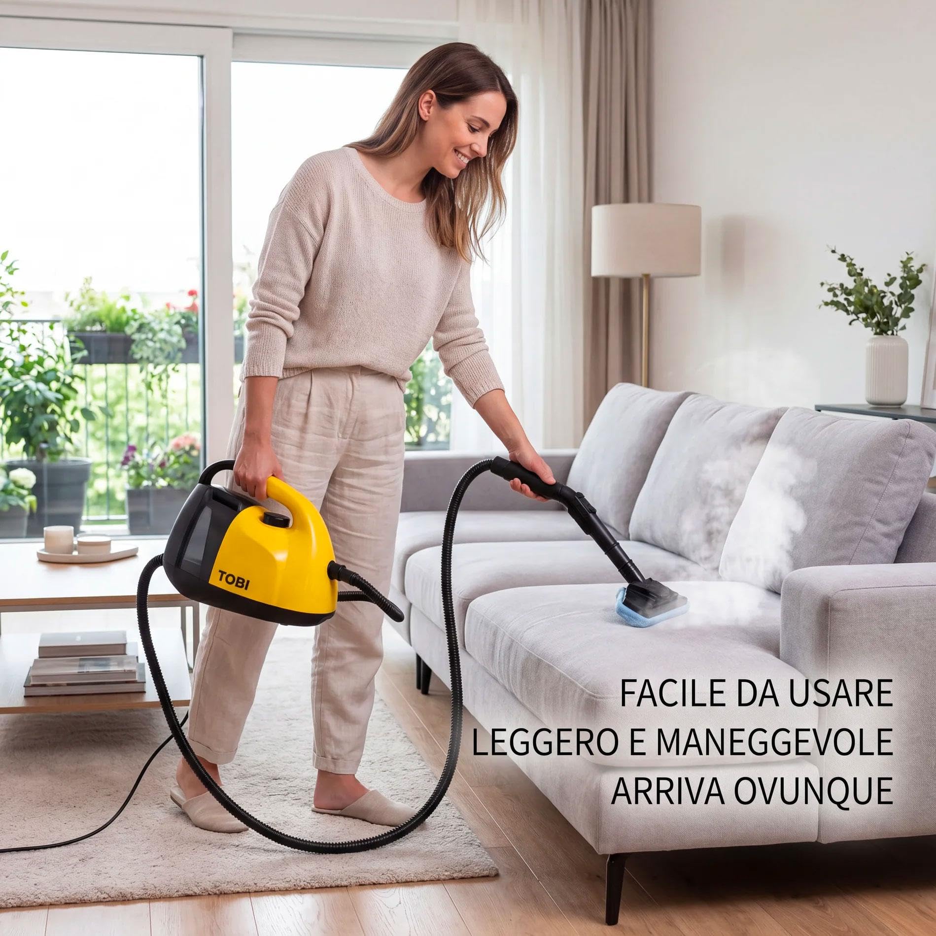081 Store - Pulitore a Vapore 1800W 16 Accessori Multifunzione per Casa – Pulizia Profonda Senza Prodotti Chimici per Divani, Materassi, Vetri, Bagno e Cucina