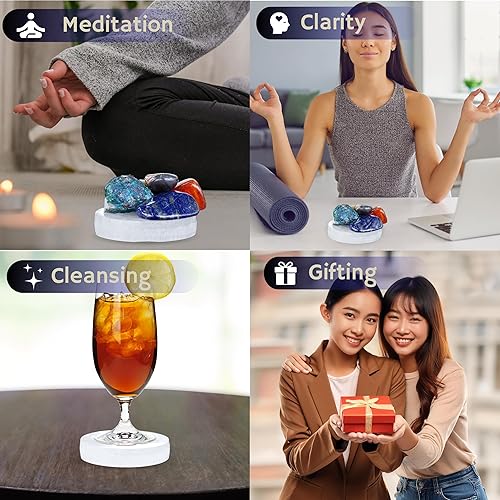 Miniatura 3 de Om Zone Placa de carga de selenita para cristales de limpieza y piedras curativas, meditación, reiki, cristales de protección, regalo espiritual (1,