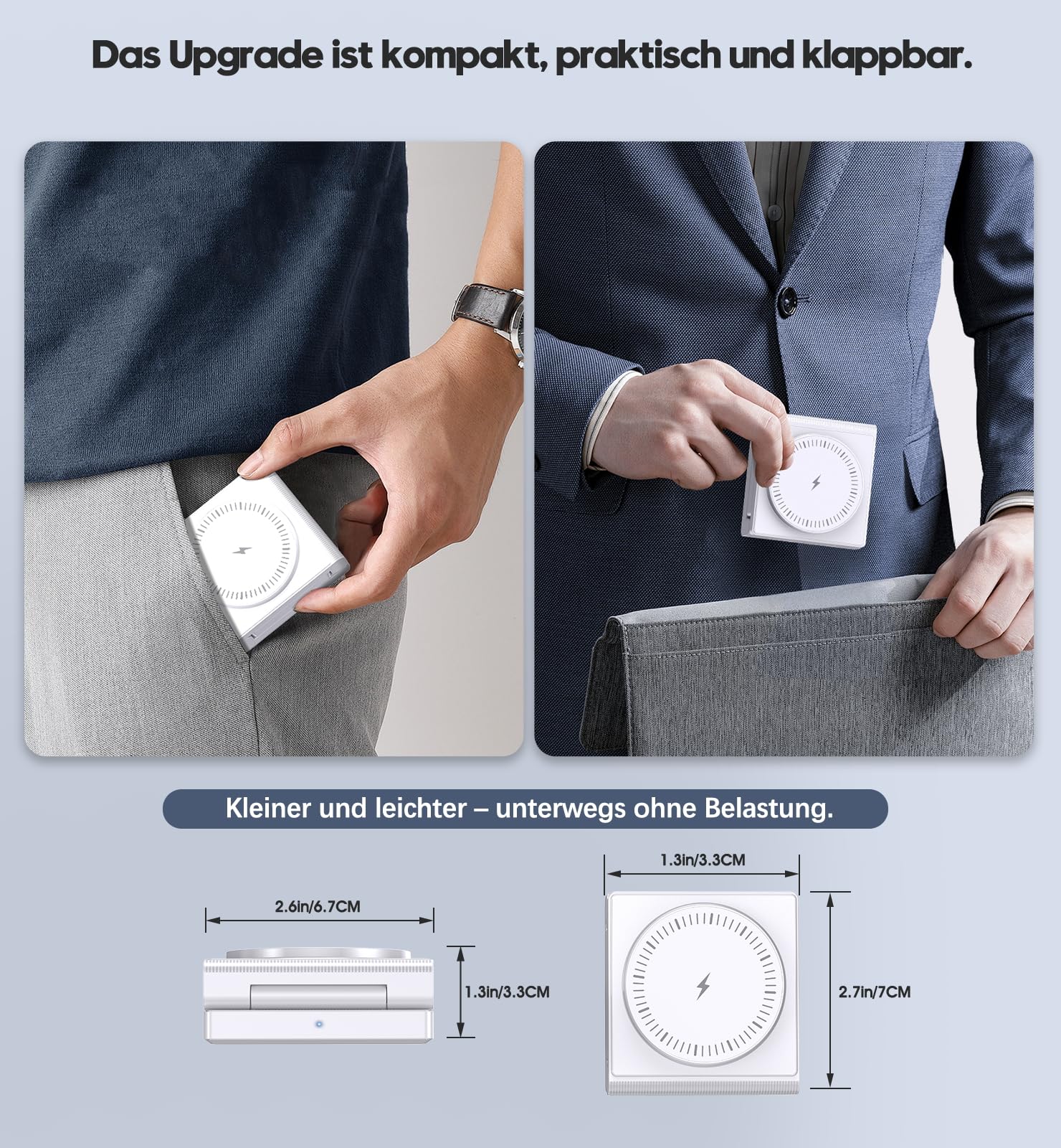 3 in 1 Induktive Ladestation Kompatibel mit MagSafe Ladegerät,Faltbare Wireless Charger Ladestation,18W Reiseladeständer für iPhone 17 16 15 14 13 12 Pro/Pro Max/Plus/Watch & Airpods alle Serien