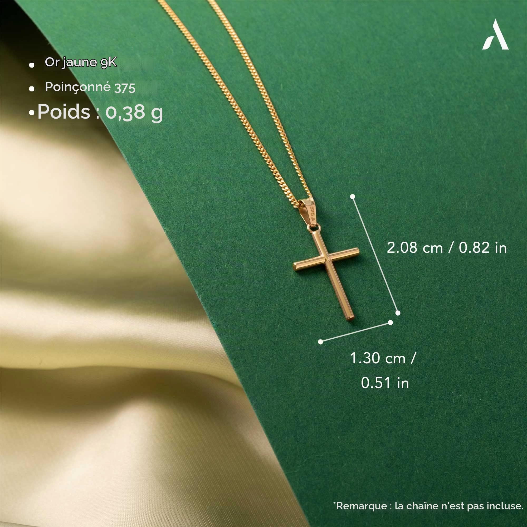 Amberta Allure Pendentif Croix Unisexe en Or Jaune 9 Carats