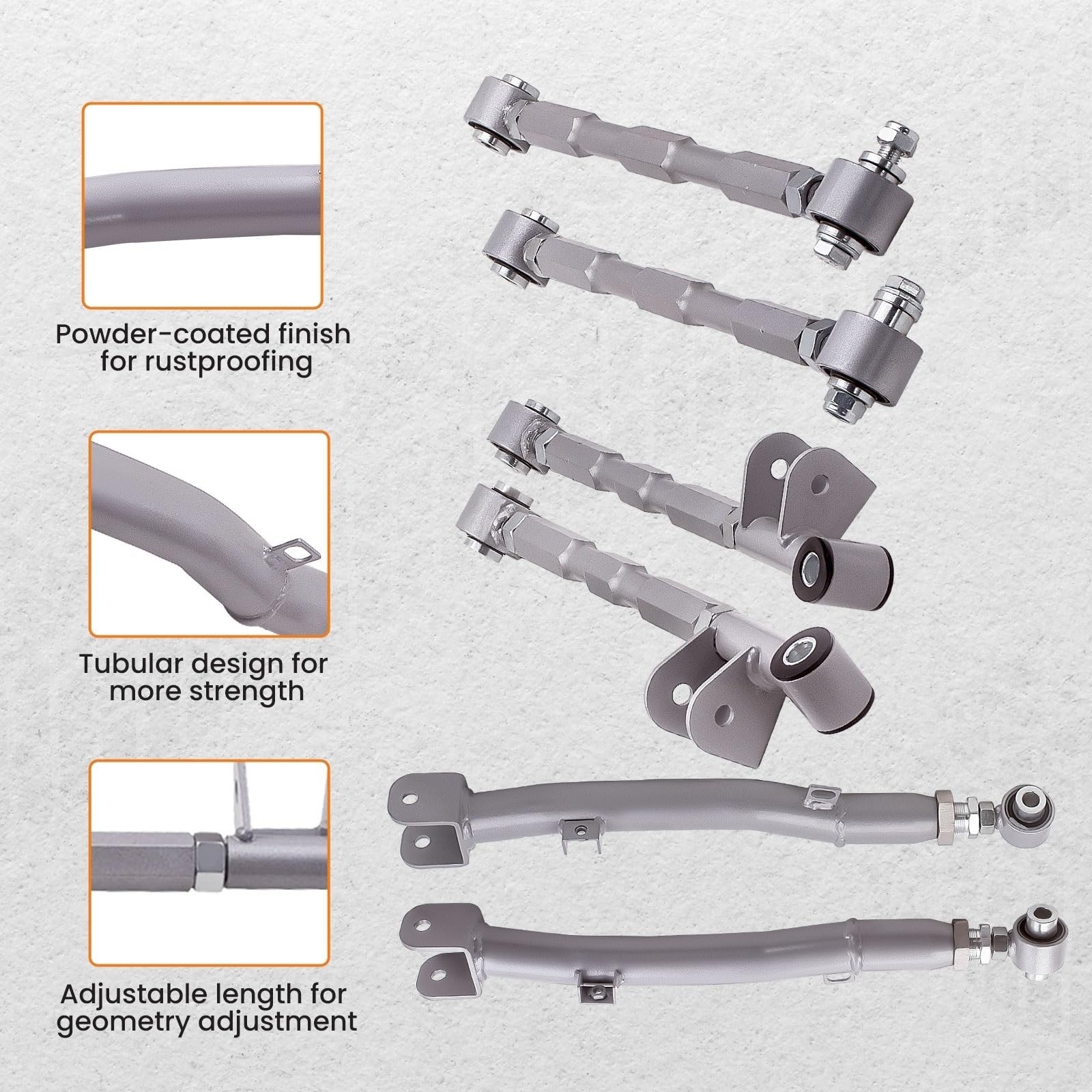 Pasuje do Subaru Impreza WRX pasuje STi GDA 02-07 tylne w pełni regulowane ramię boczne Traling Arm 6 zestaw łączników tył Wahacze samochodowe